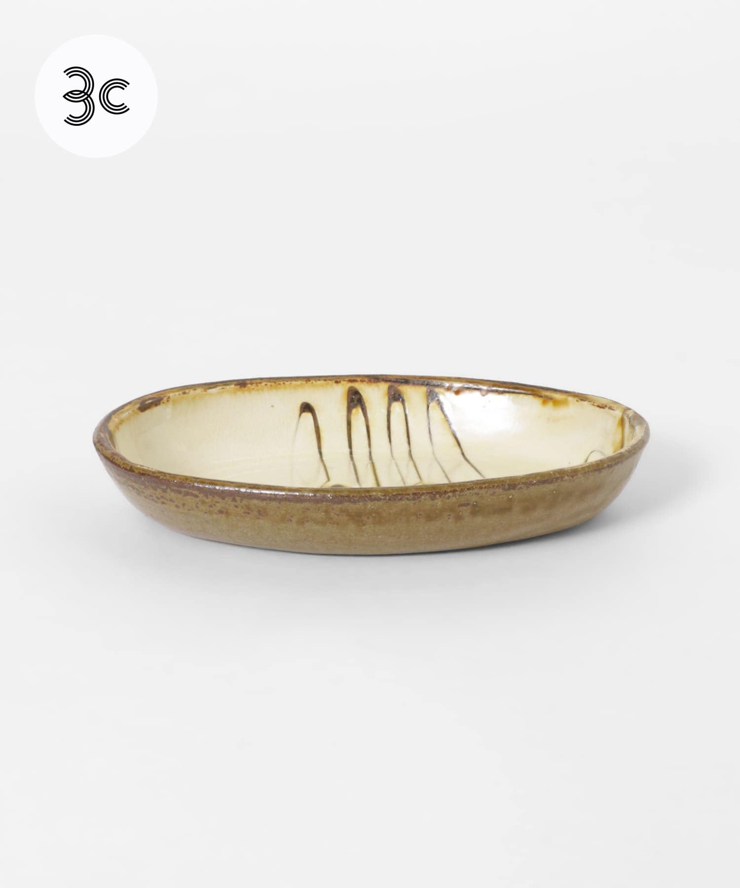 小代焼井上尚之　スリップ楕円鉢中