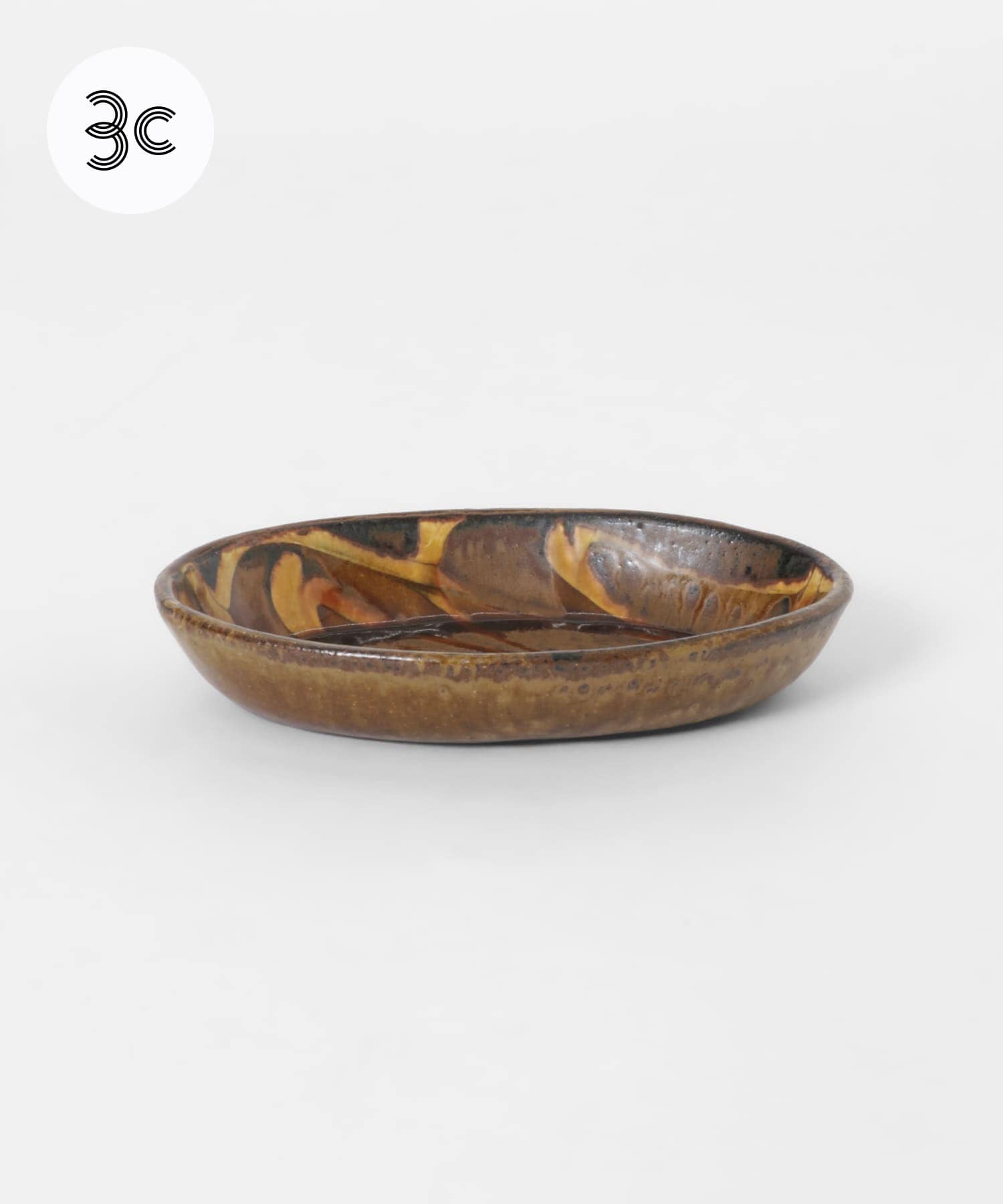 小代焼井上尚之　スリップ楕円鉢小