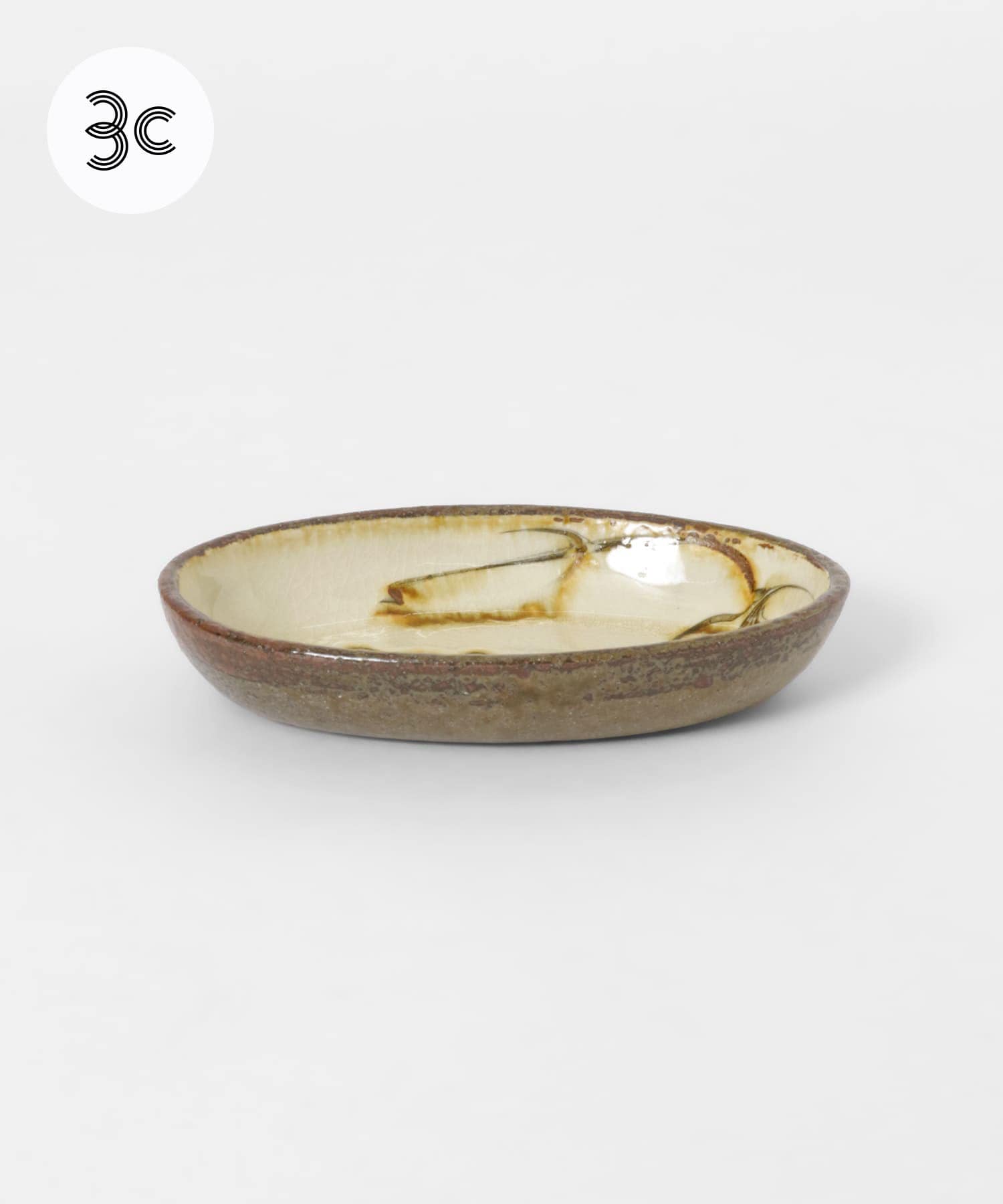 小代焼井上尚之　スリップ楕円鉢小