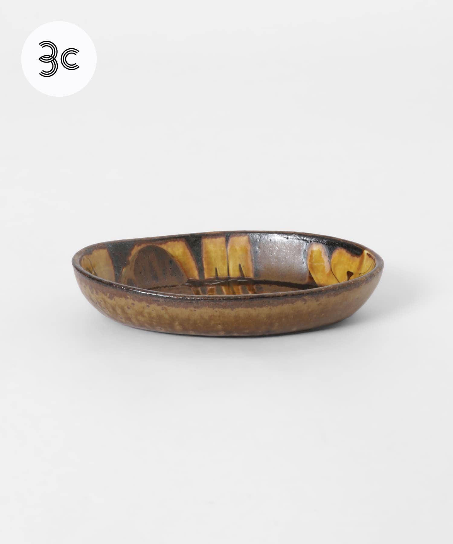 小代焼井上尚之　スリップ楕円鉢小