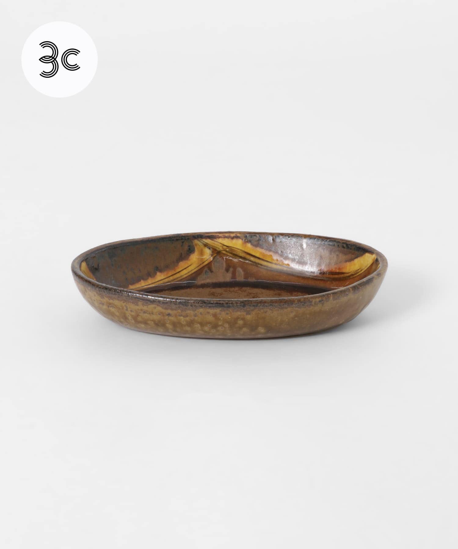 小代焼井上尚之　スリップ楕円鉢小