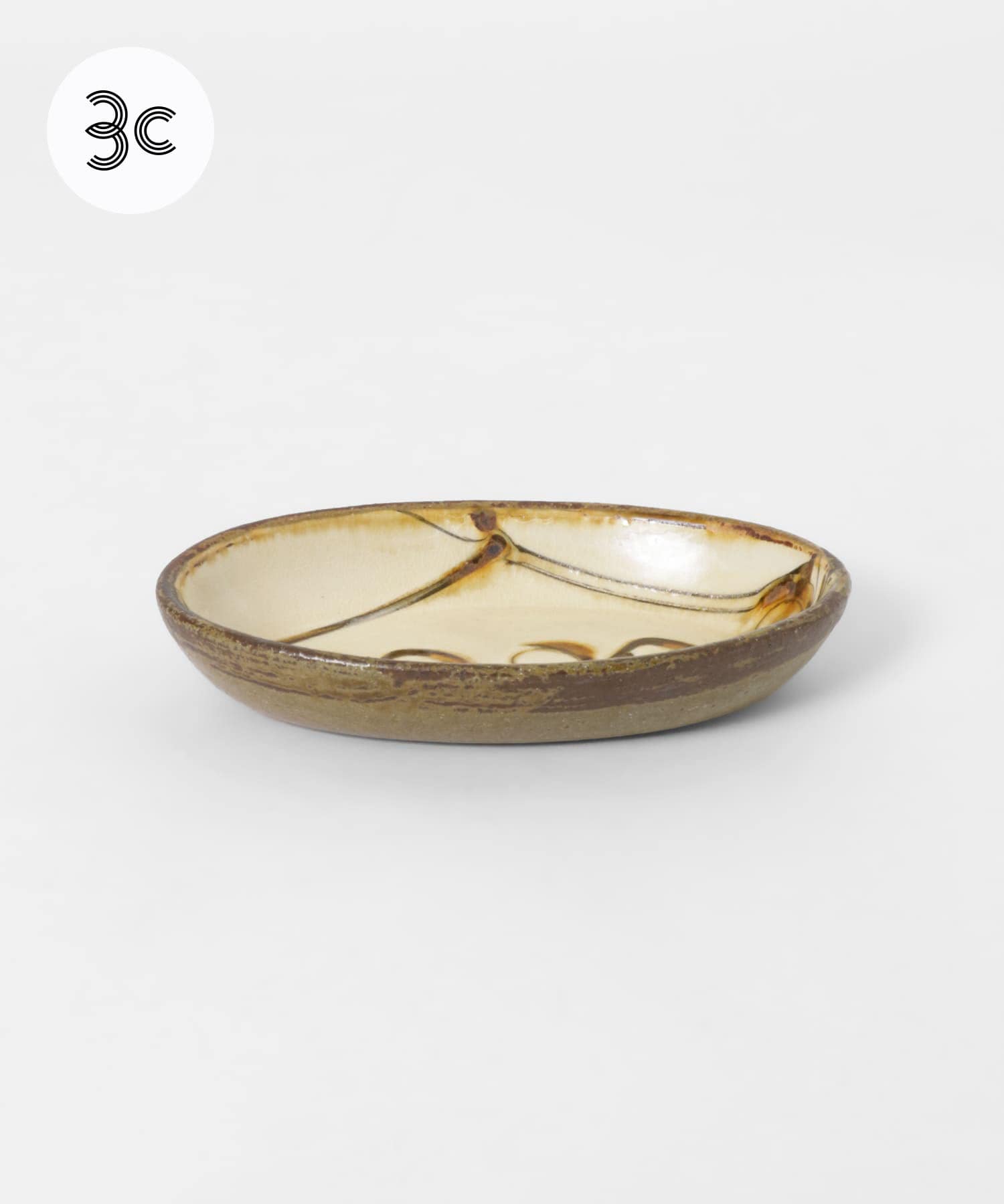 小代焼井上尚之　スリップ楕円鉢小