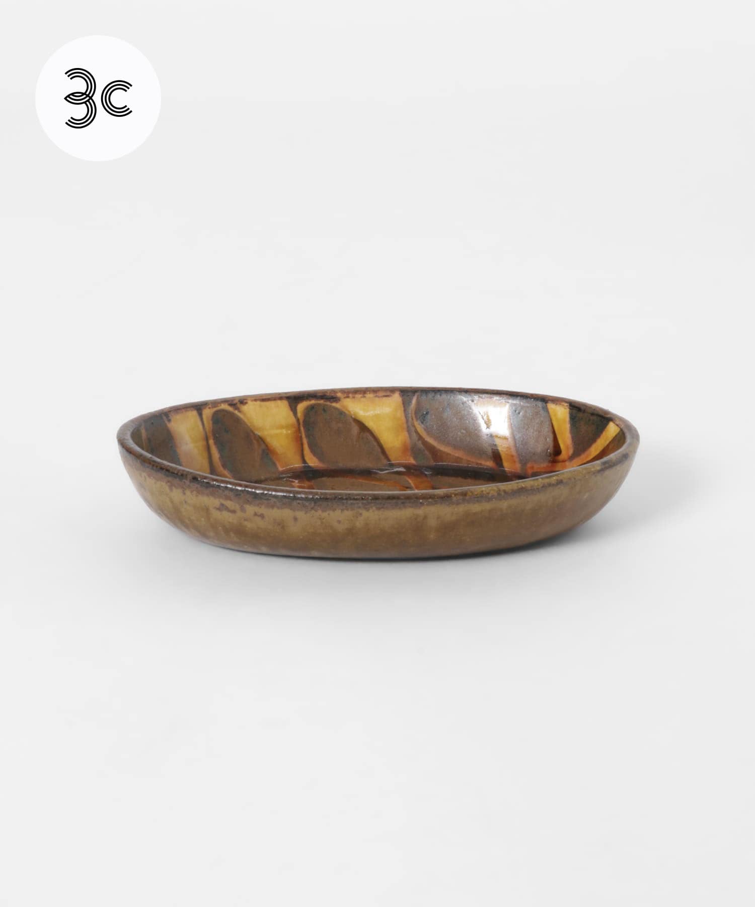 小代焼井上尚之　スリップ楕円鉢小