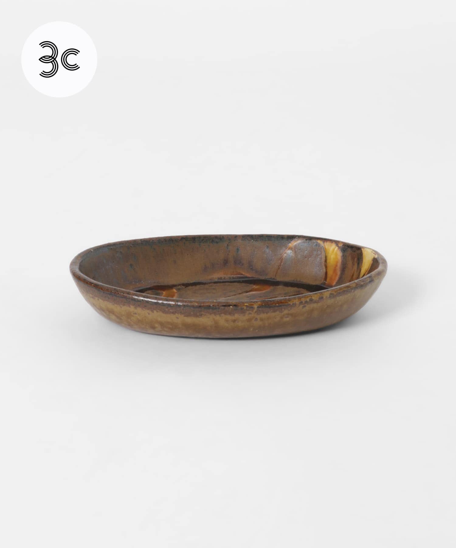 小代焼井上尚之　スリップ楕円鉢小