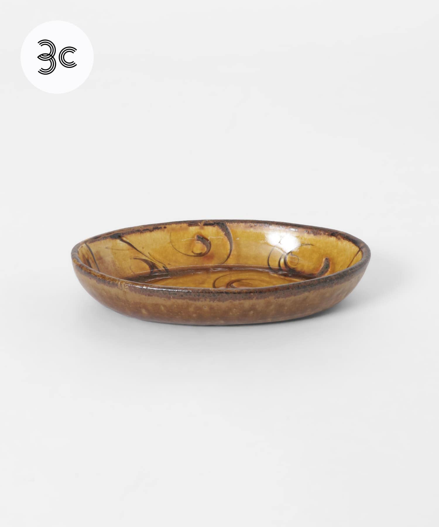 小代焼井上尚之　スリップ楕円鉢小