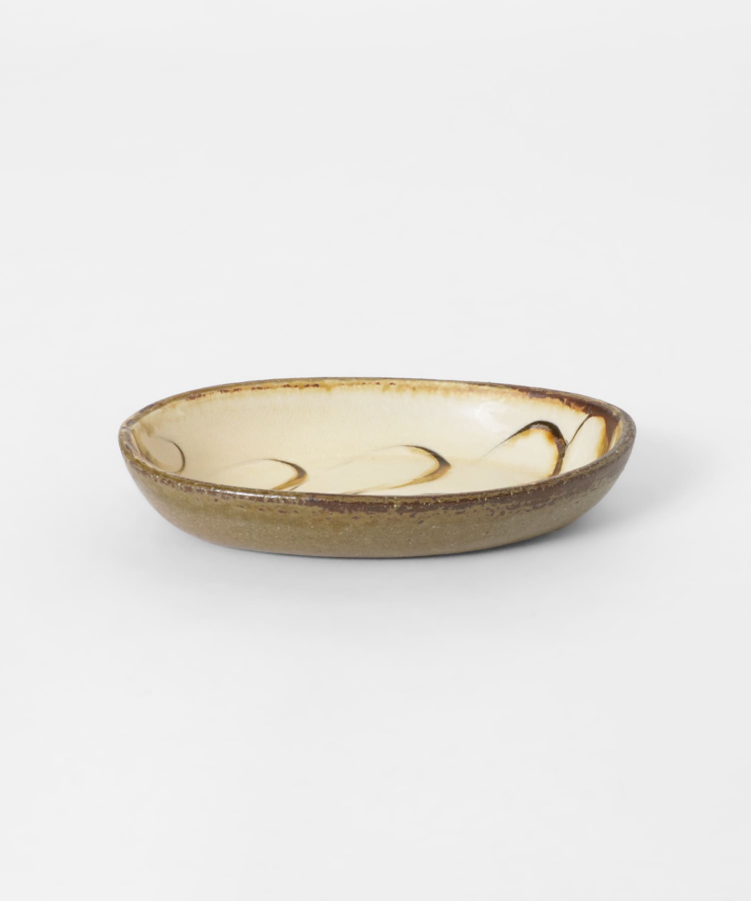 小代焼井上尚之　スリップ楕円鉢小