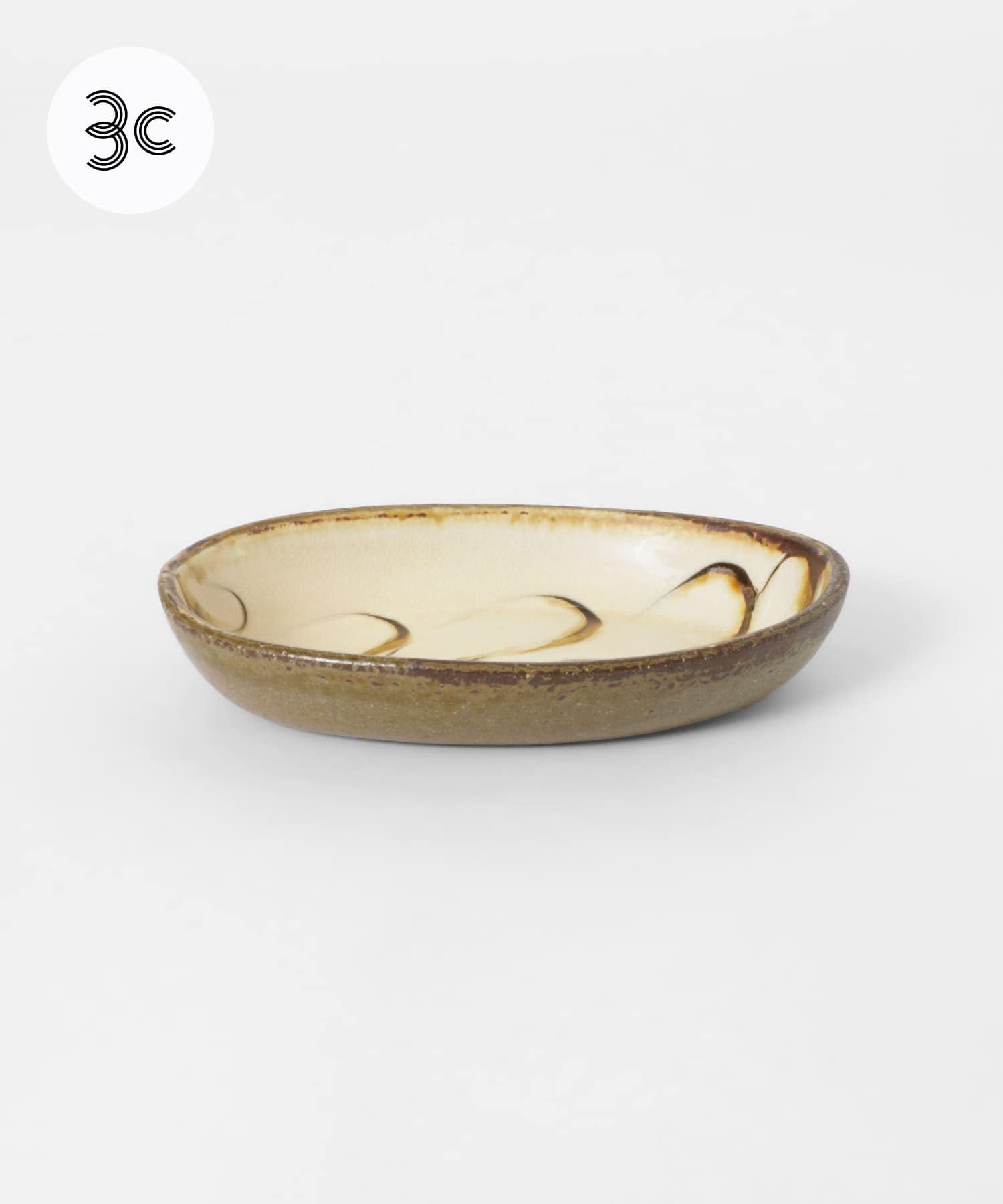 小代焼井上尚之　スリップ楕円鉢小