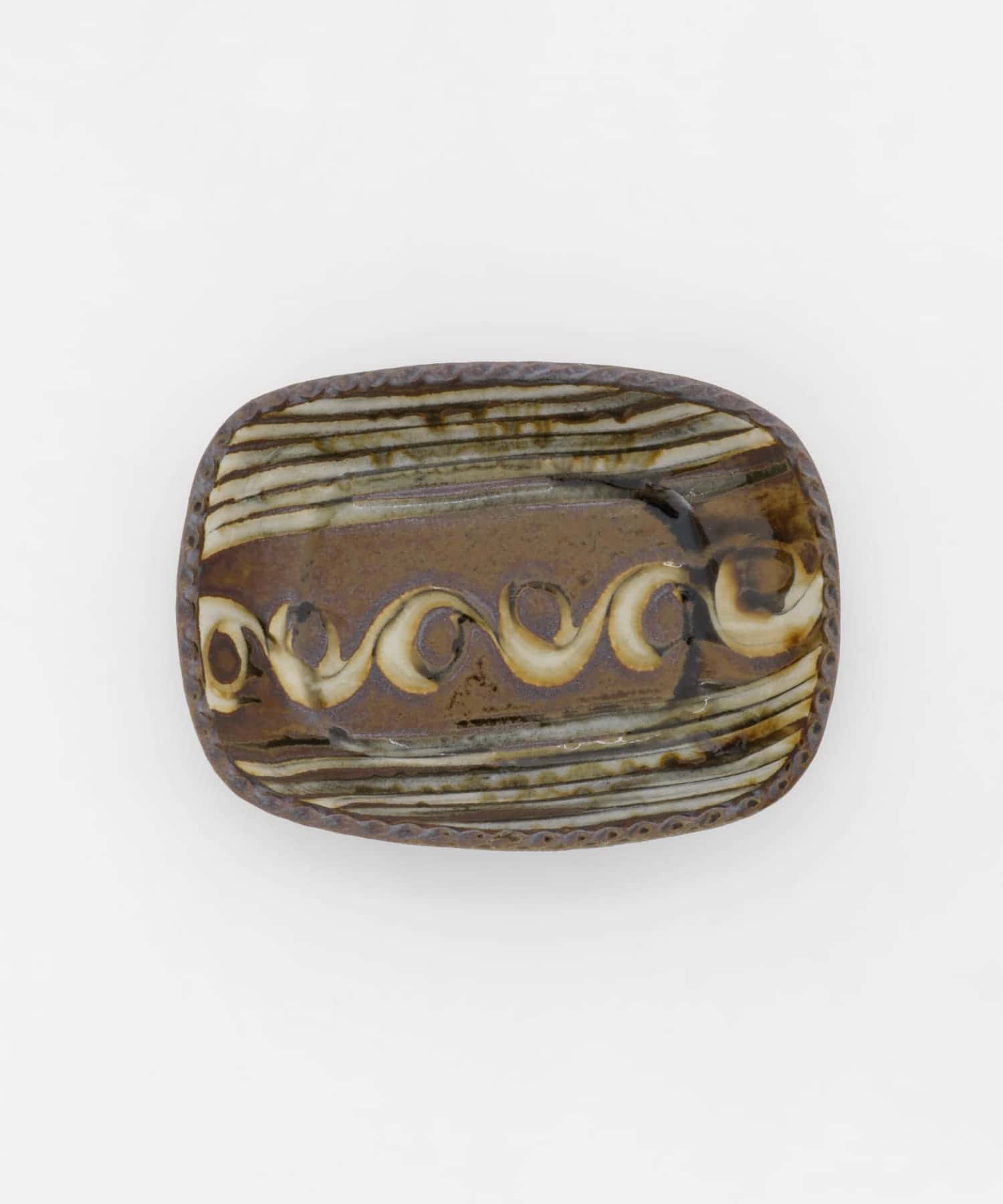 小代焼井上尚之　スリップ長方鉢 - -