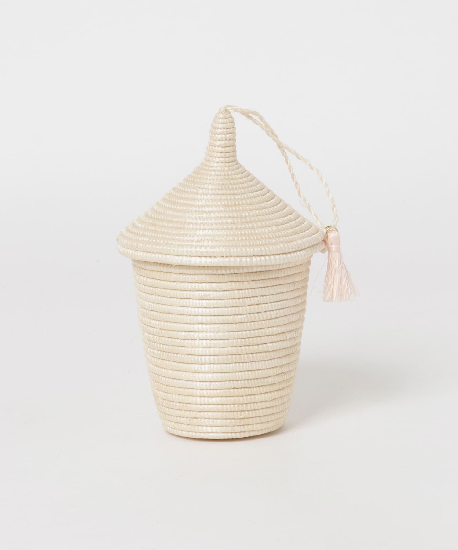 『WEB限定』indigo africa　Mini White Tassel Basket