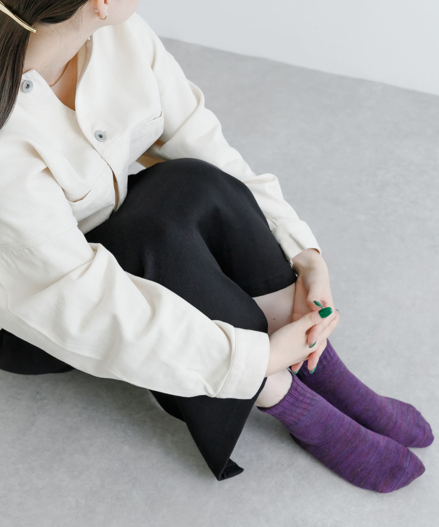 『UR TECH』ミックスカラーリブソックス PURPLE 22-24