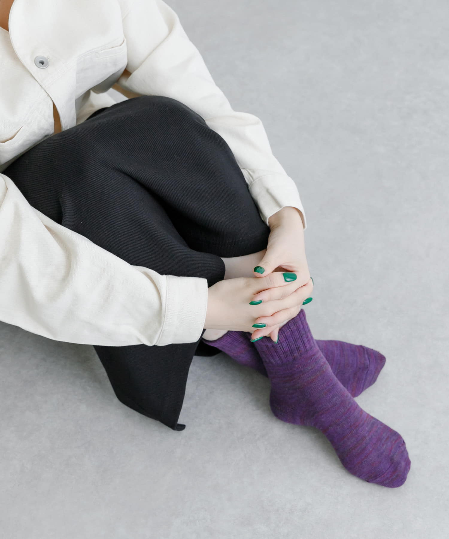 『UR TECH』ミックスカラーリブソックス PURPLE 22-24