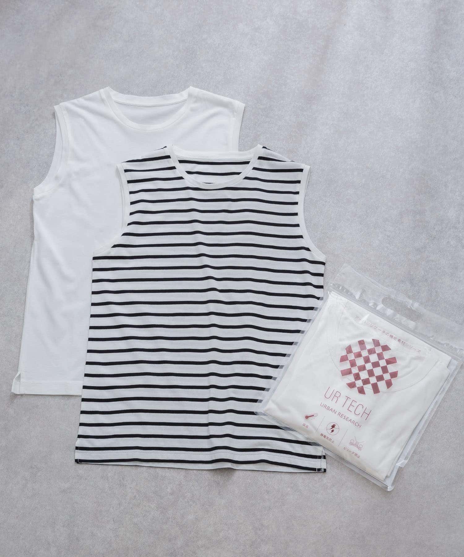 『UR TECH』ノースリーブカットソー WHT/BLK FREE