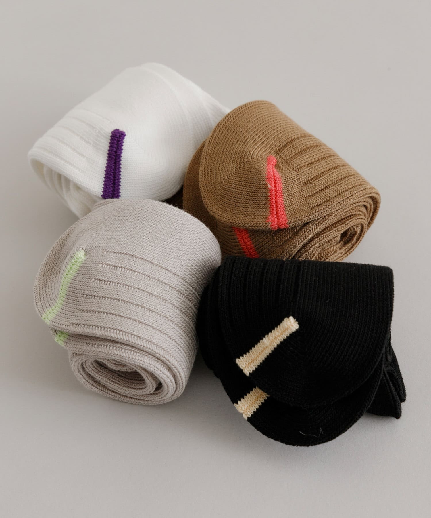 『UR TECH』ワイドリブソックス BEG×PINK 22-24