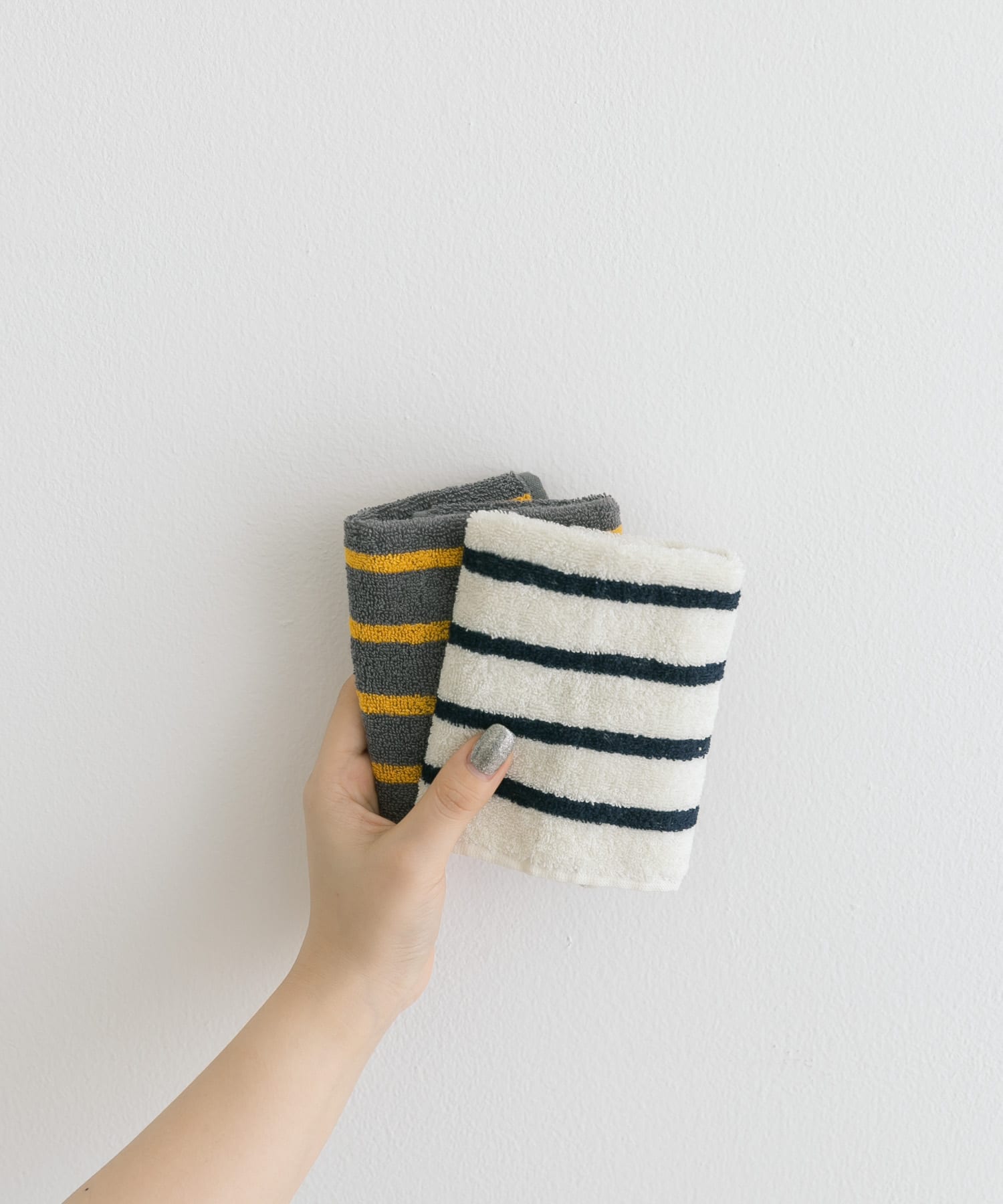 『UR TECH』ボーダー ハンドタオル CCL×YEL 25×25