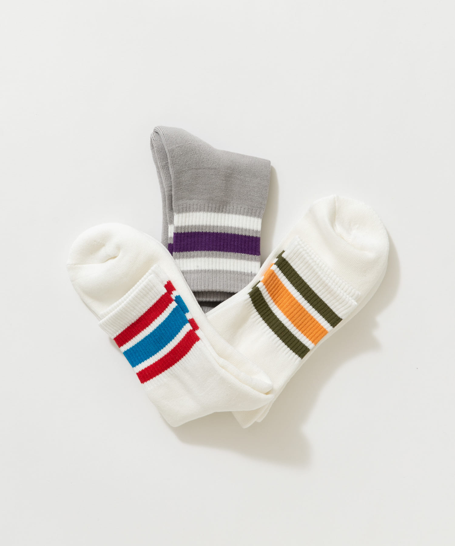 『UR TECH』ラインショートソックス RED×BLU 25-28