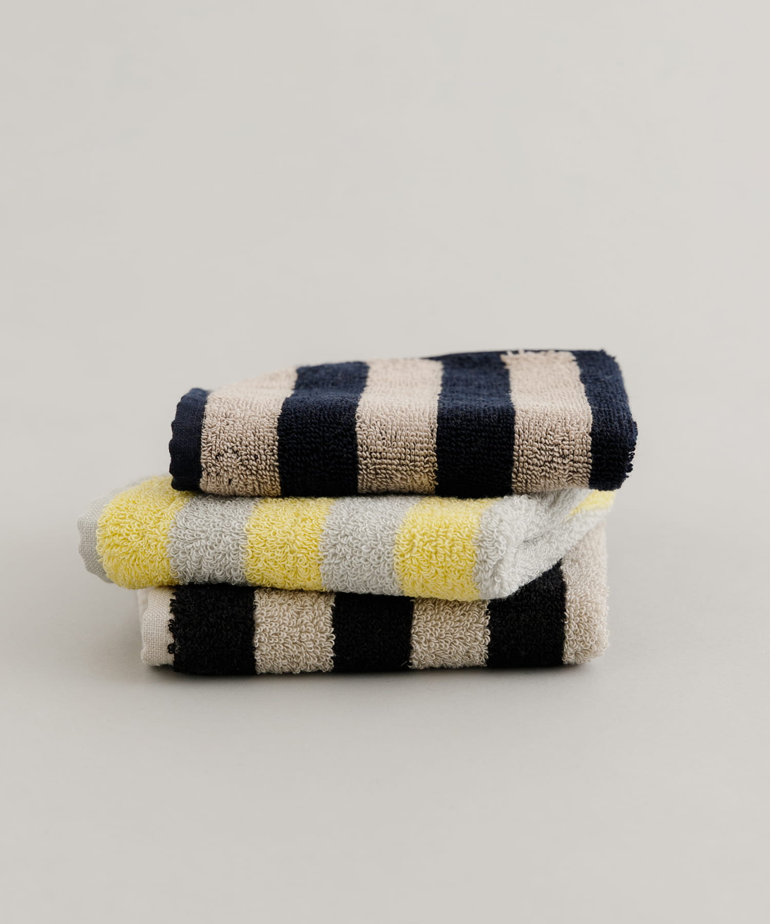 『UR TECH』ストライプハンドタオル GRG×BLK 25×25