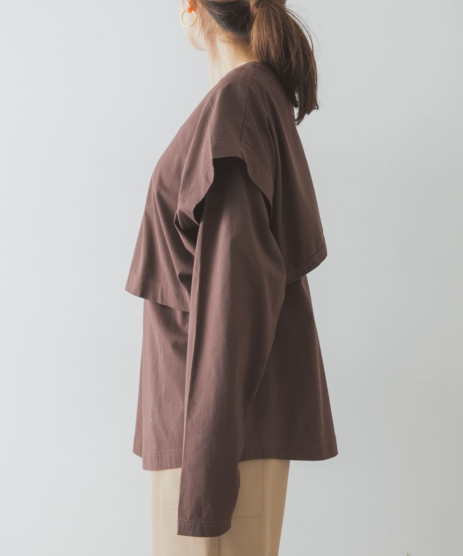 R JUBILEE　Layered Long T-shirts BROWN FREE