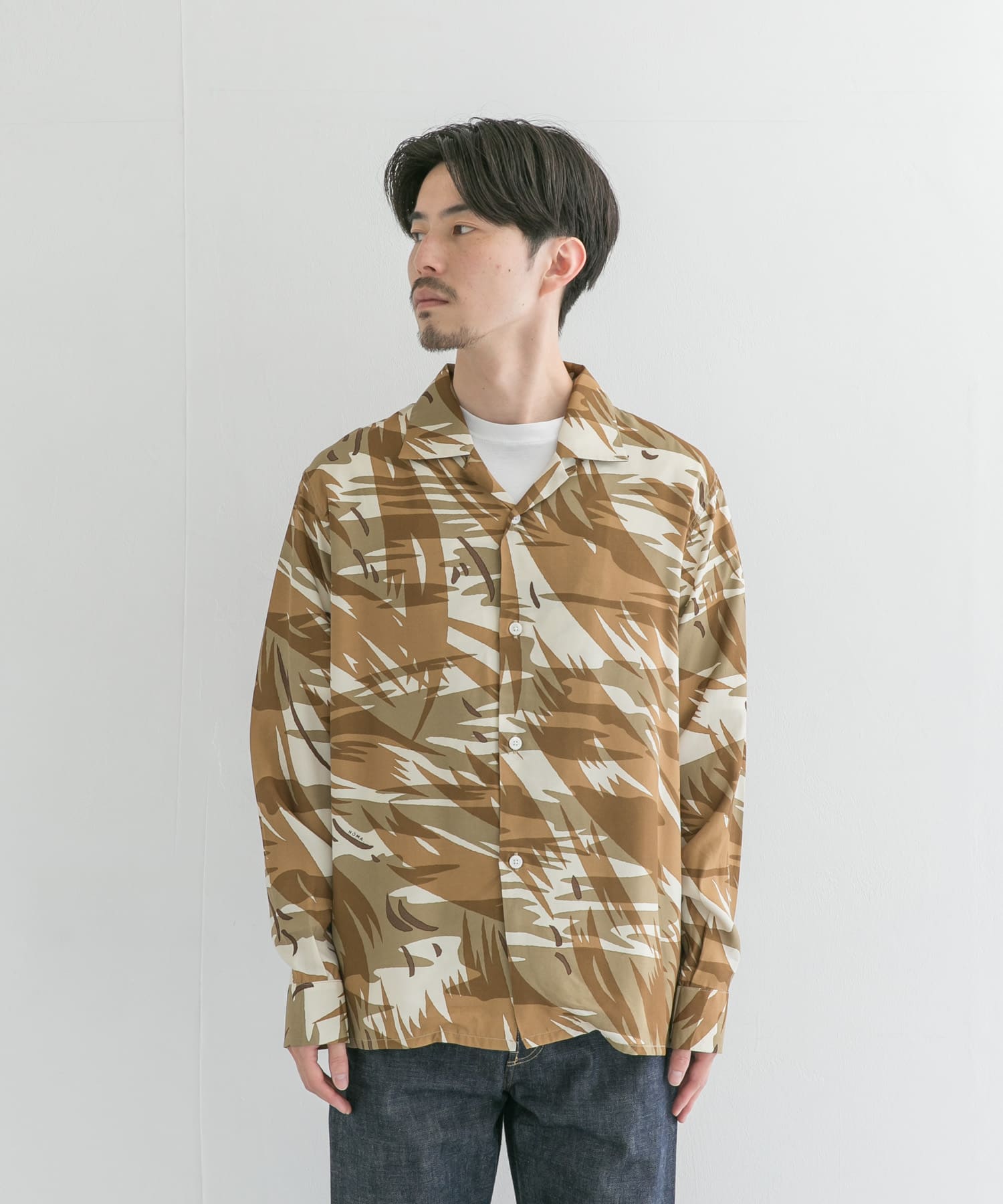 NEXUSVII.　OPEN COLLAR SHIRTS CAMOUFLAGE BEIGE M