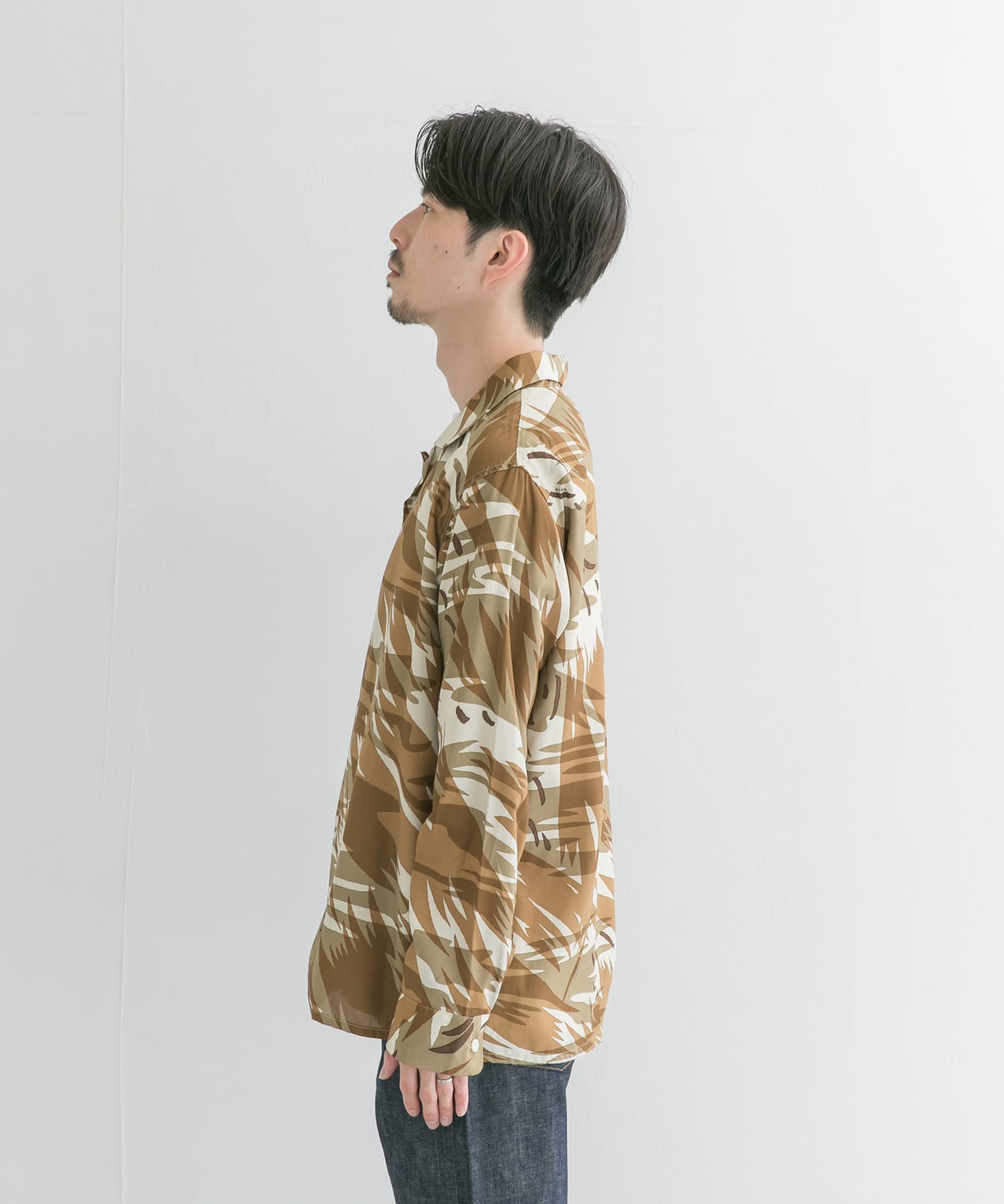 NEXUSVII.　OPEN COLLAR SHIRTS CAMOUFLAGE BEIGE M