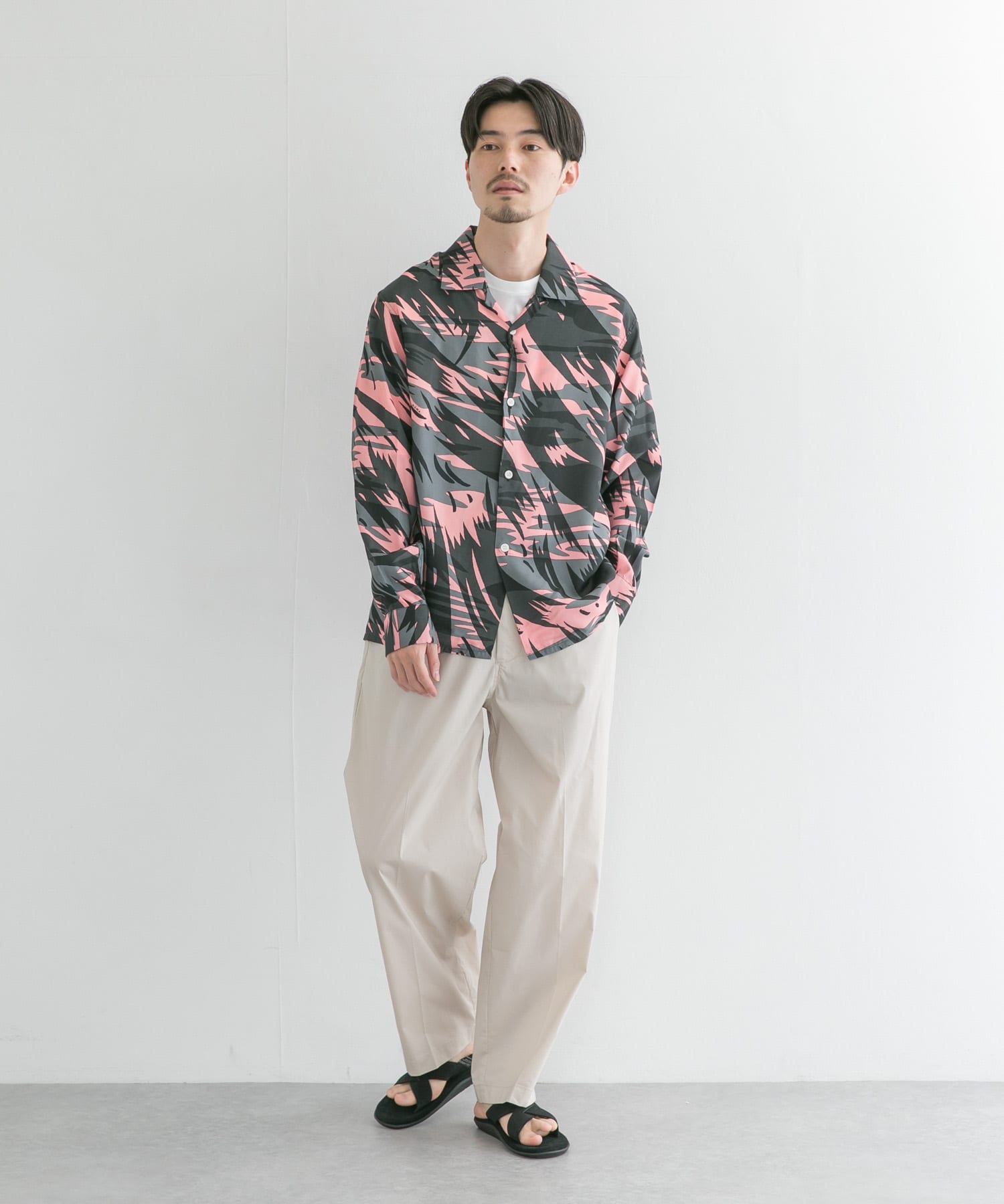 NEXUSVII.　OPEN COLLAR SHIRTS CAMOUFLAGE PINK M