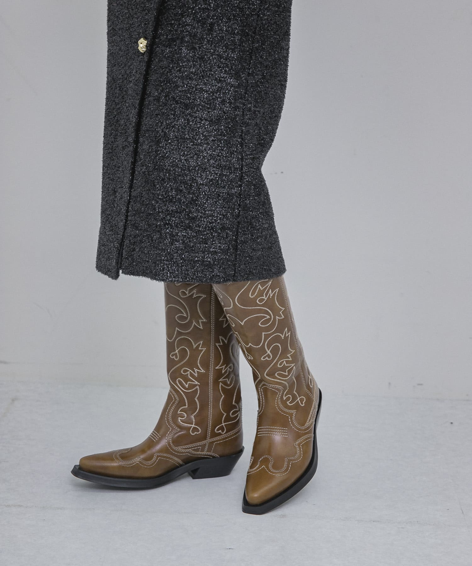 GANNI　Embroidered Western Boot