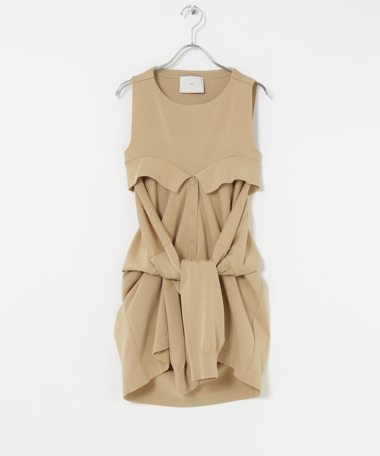 TAN　TIED LAYERING TOPS BEIGE FREE