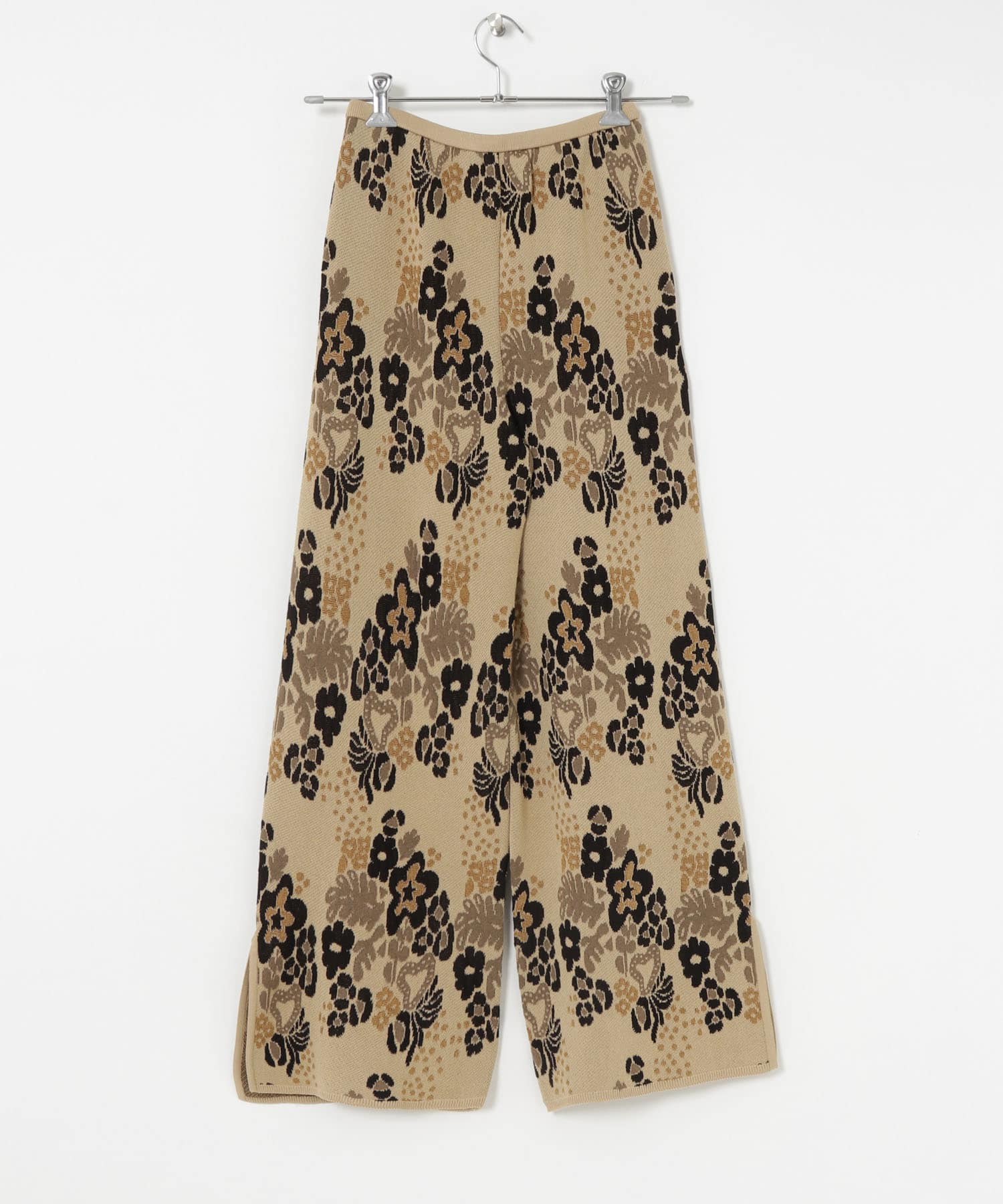 TAN　AQUATIC PLANT PANTS BEIGE FREE