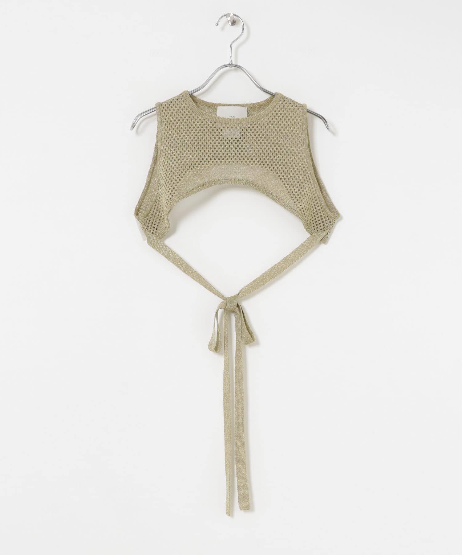 TAN　GLITTER MESHED TOPS SILVER FREE