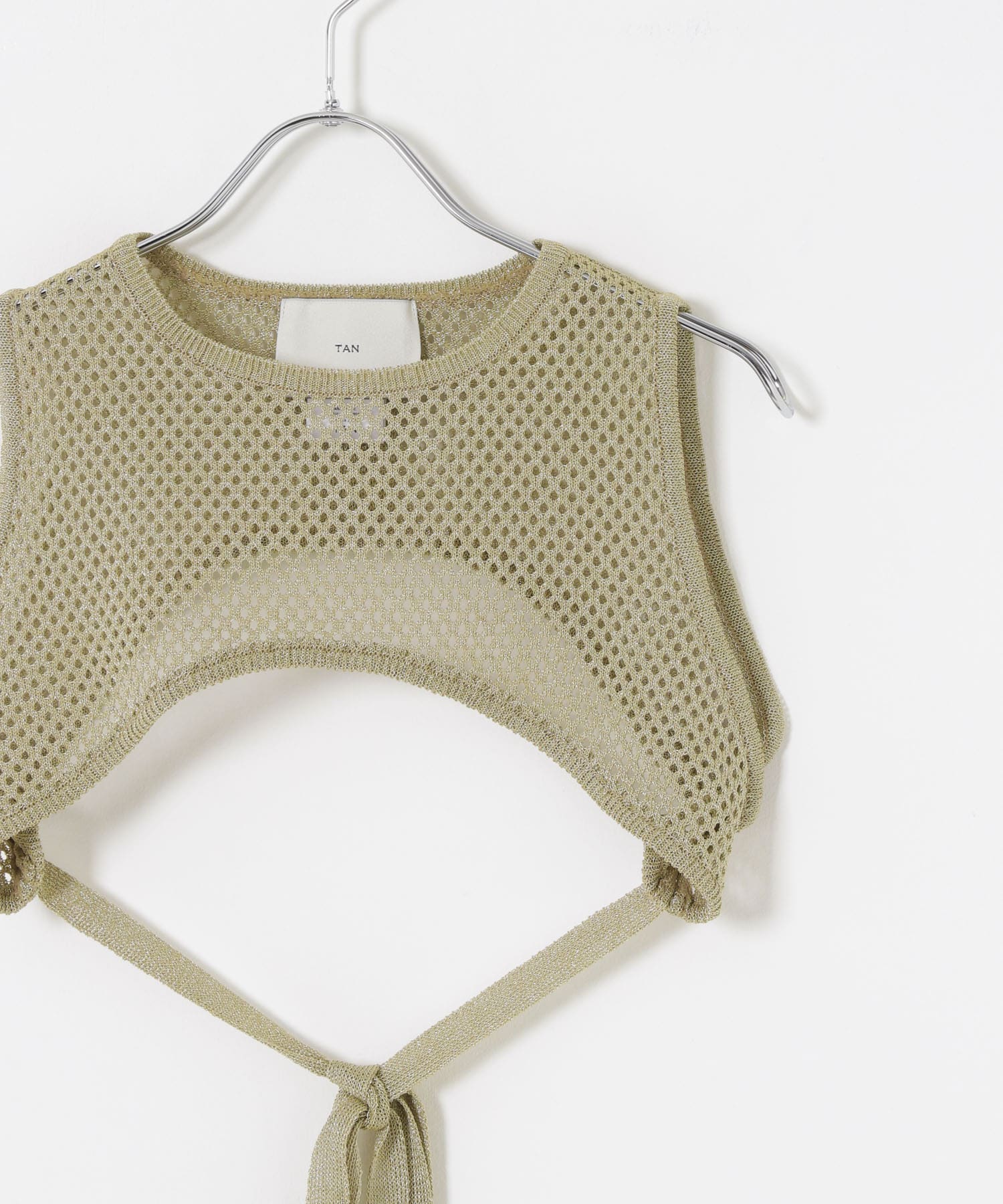 TAN　GLITTER MESHED TOPS SILVER FREE