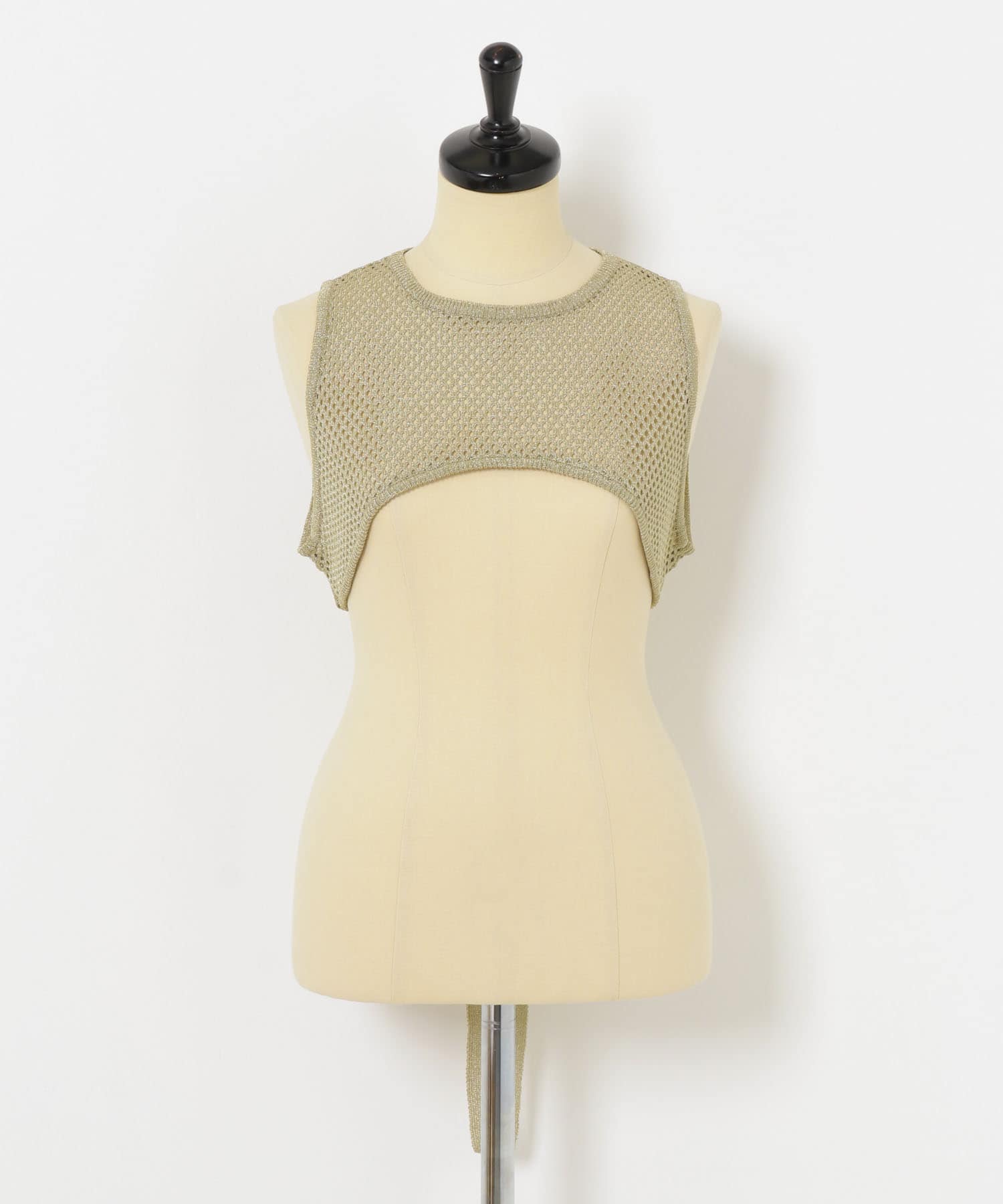 TAN　GLITTER MESHED TOPS SILVER FREE