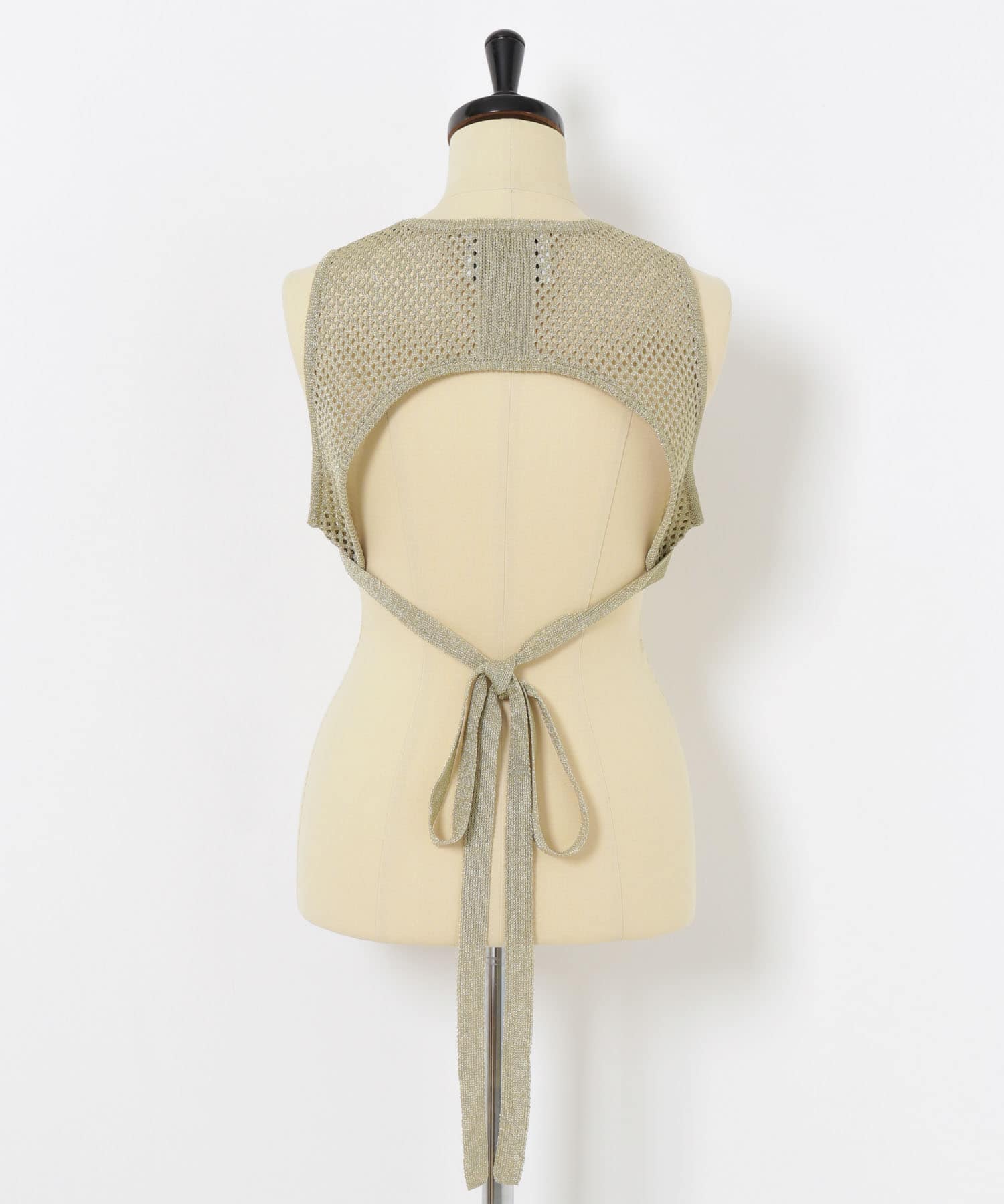 TAN　GLITTER MESHED TOPS SILVER FREE