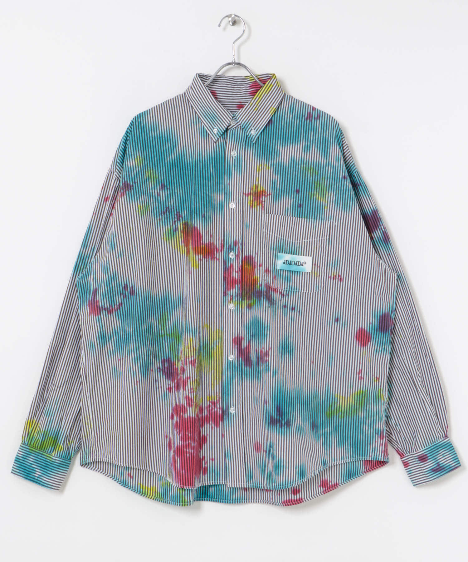dDdDdDd　STRIPE TIE DYE LONG-SLEEVE SHIRTS BROWN S