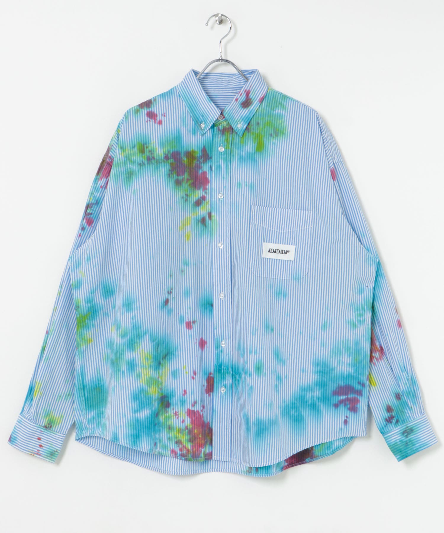 dDdDdDd　STRIPE TIE DYE LONG-SLEEVE SHIRTS BLUE S