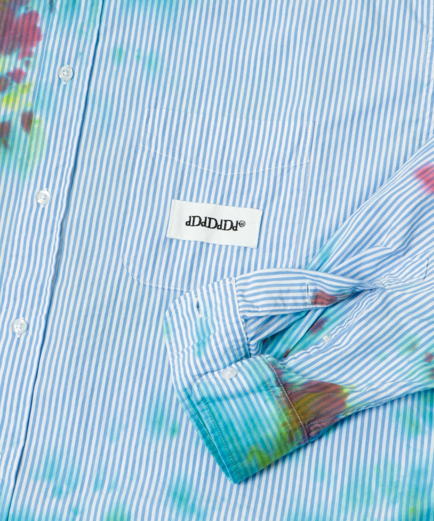 dDdDdDd　STRIPE TIE DYE LONG-SLEEVE SHIRTS BLUE S