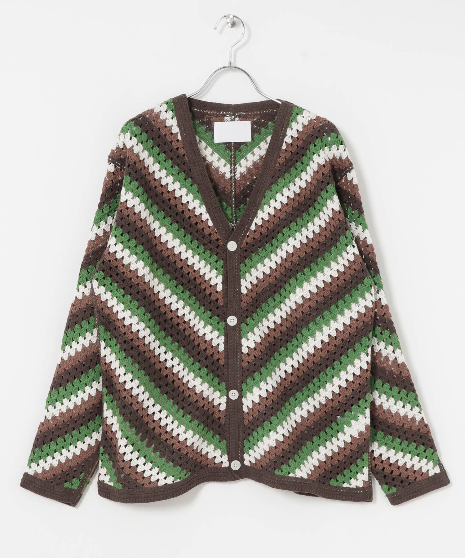 URBAN RESEARCH iD　クロシェカーディガン BROWN M