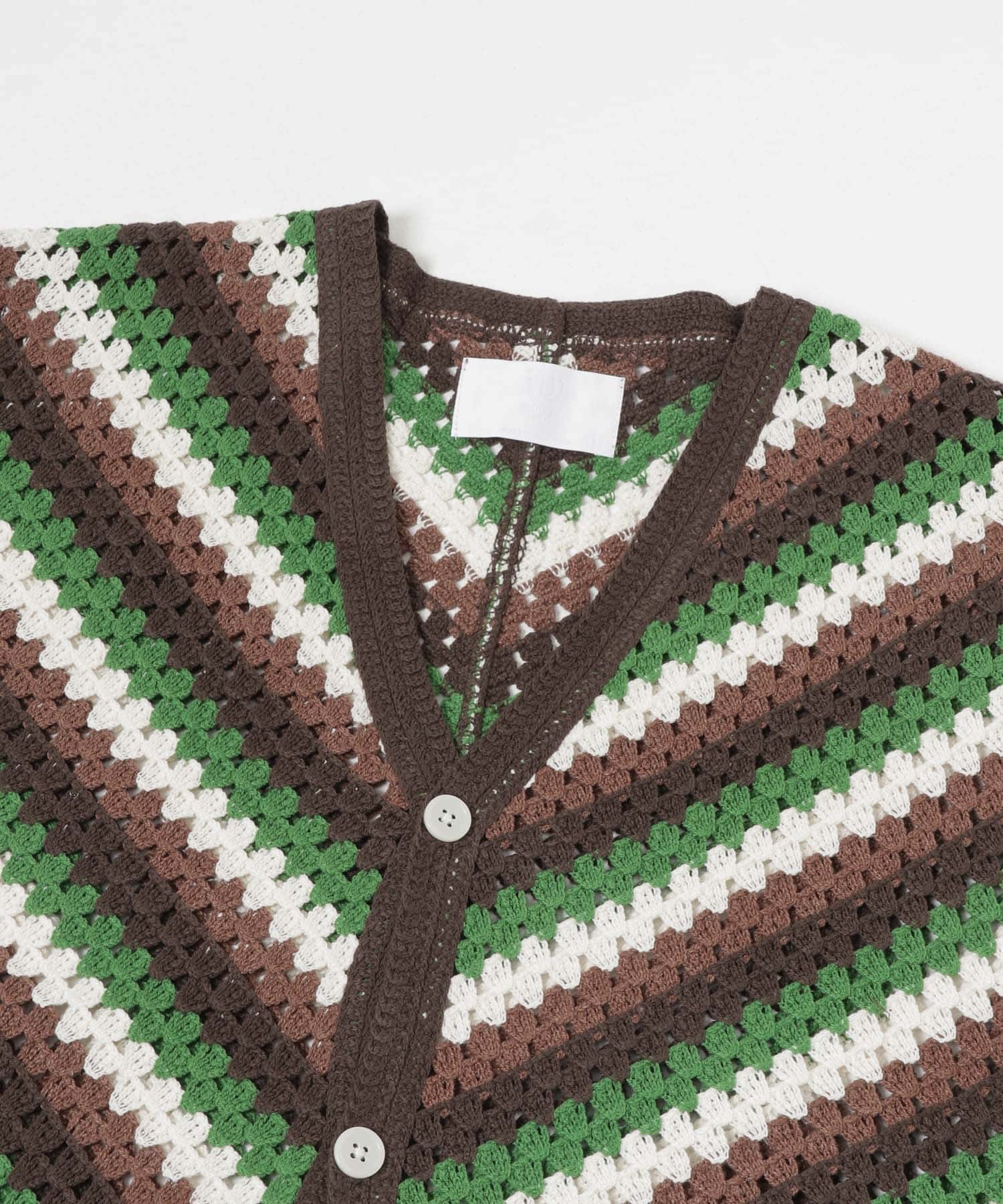 URBAN RESEARCH iD　クロシェカーディガン BROWN M