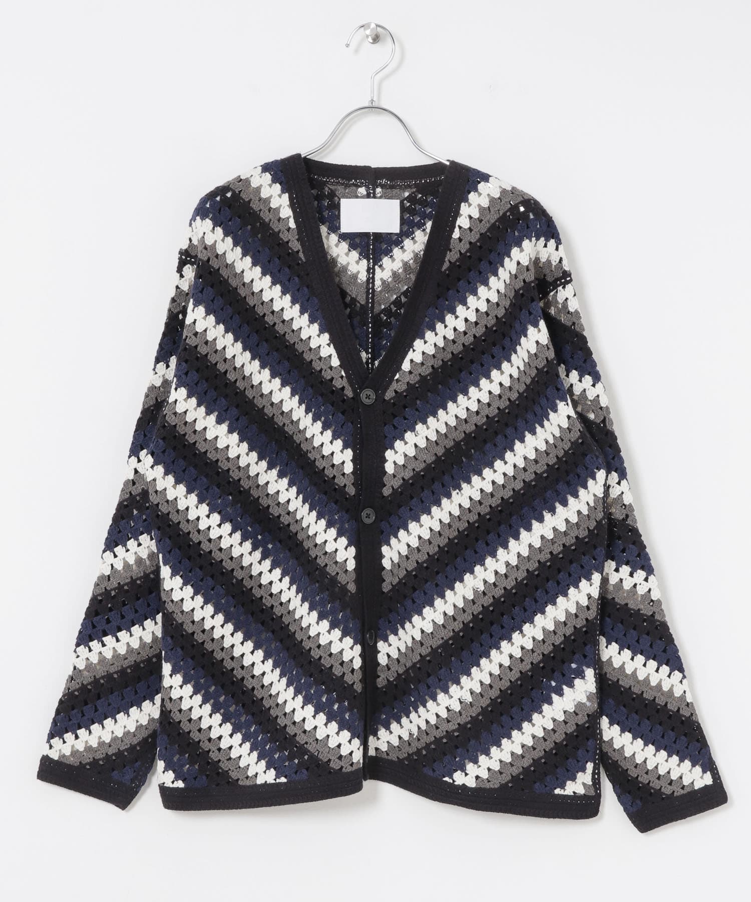 URBAN RESEARCH iD　クロシェカーディガン BLACK M