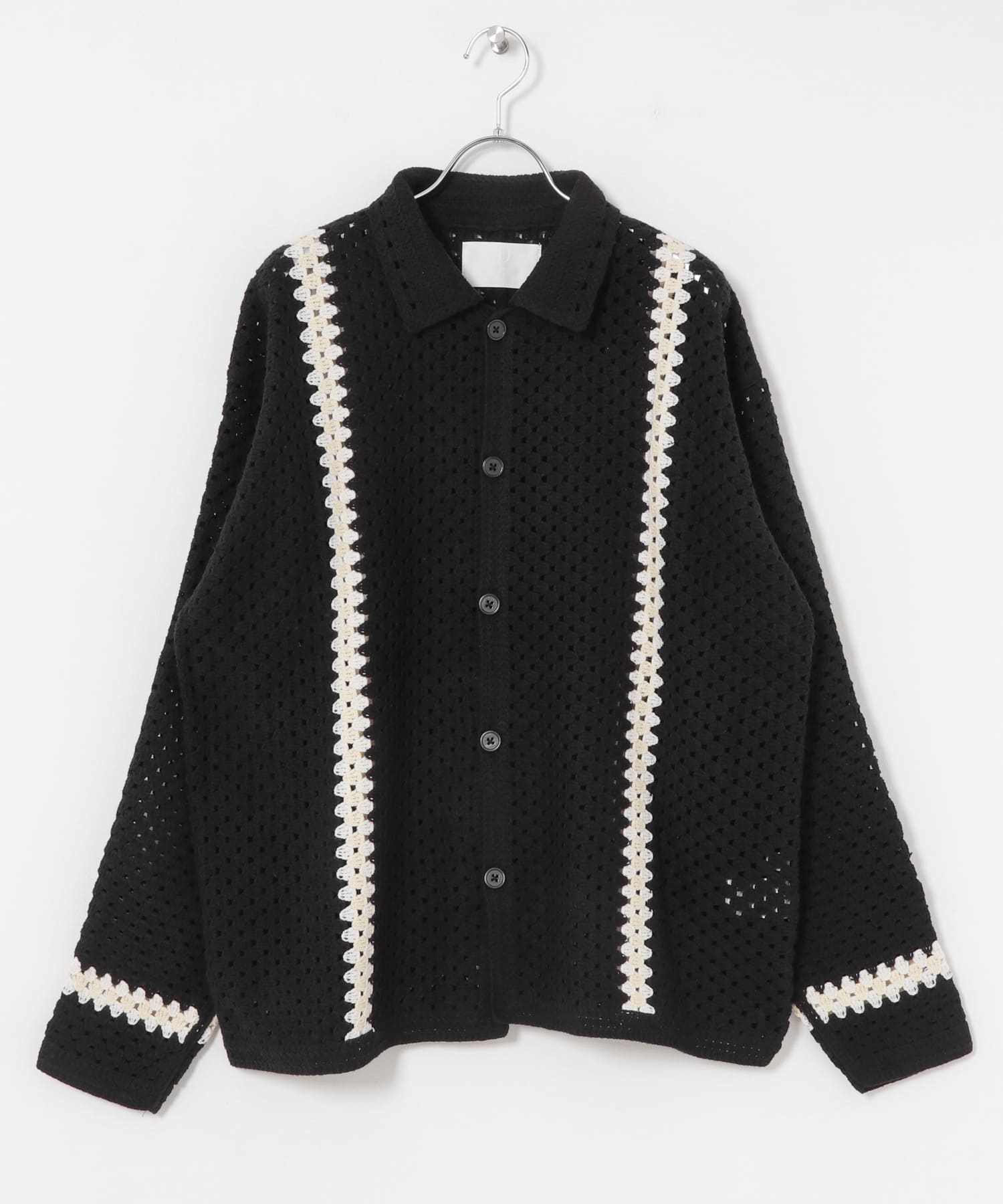 URBAN RESEARCH iD　クロシェシャツ BLACK M