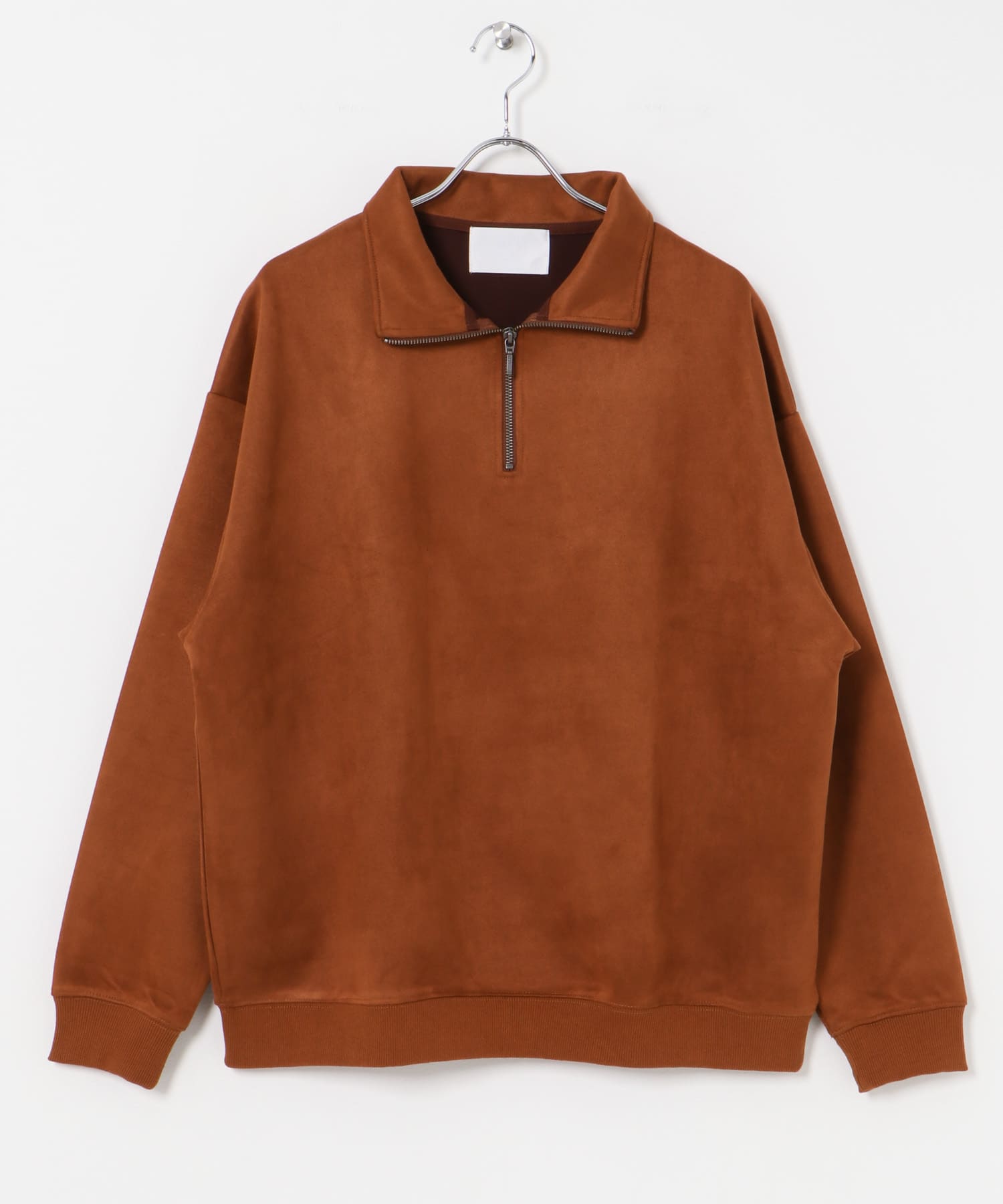 URBAN RESEARCH iD　フェイクスエードハーフZIPプルオーバー BROWN M