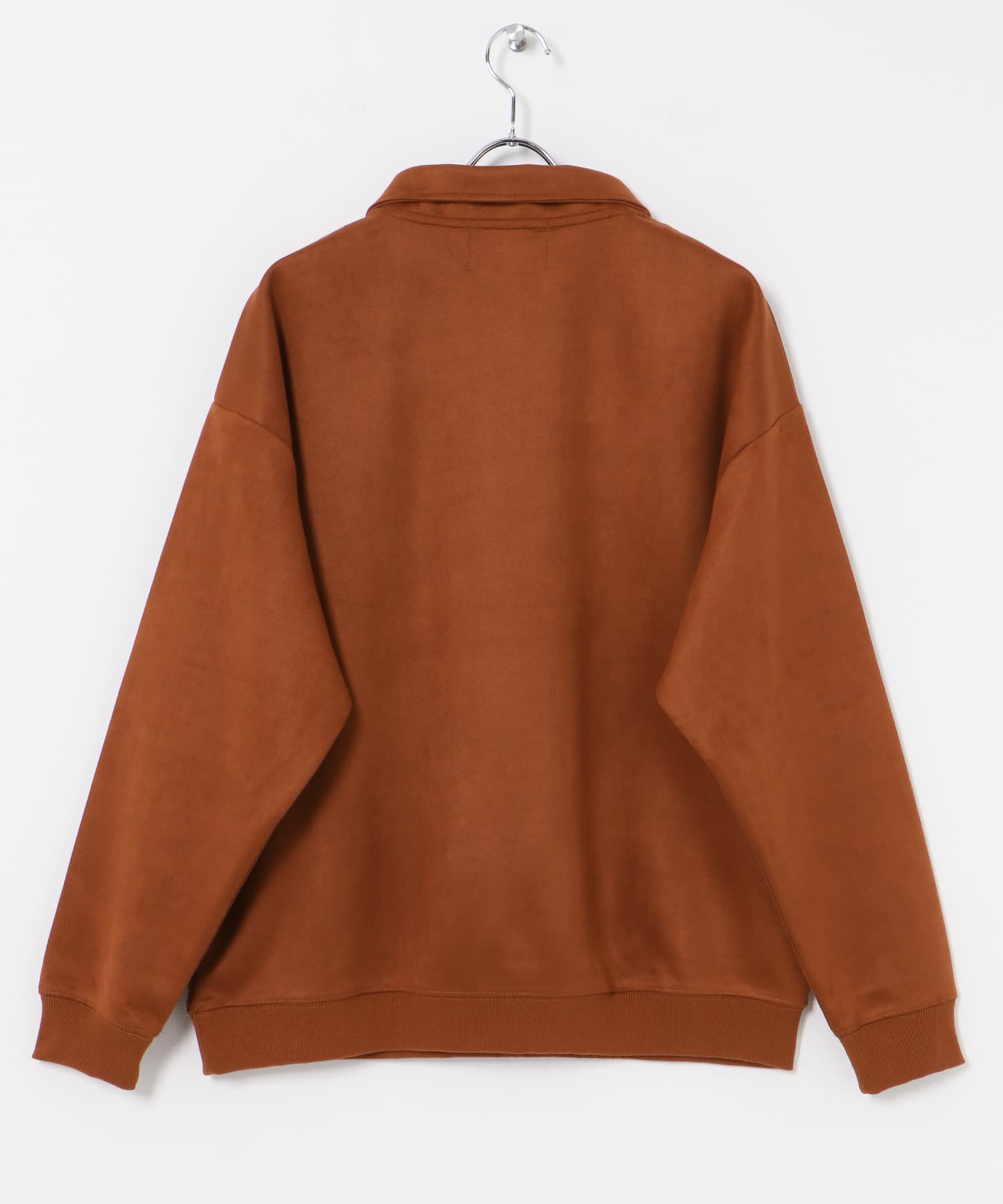 URBAN RESEARCH iD　フェイクスエードハーフZIPプルオーバー BROWN M
