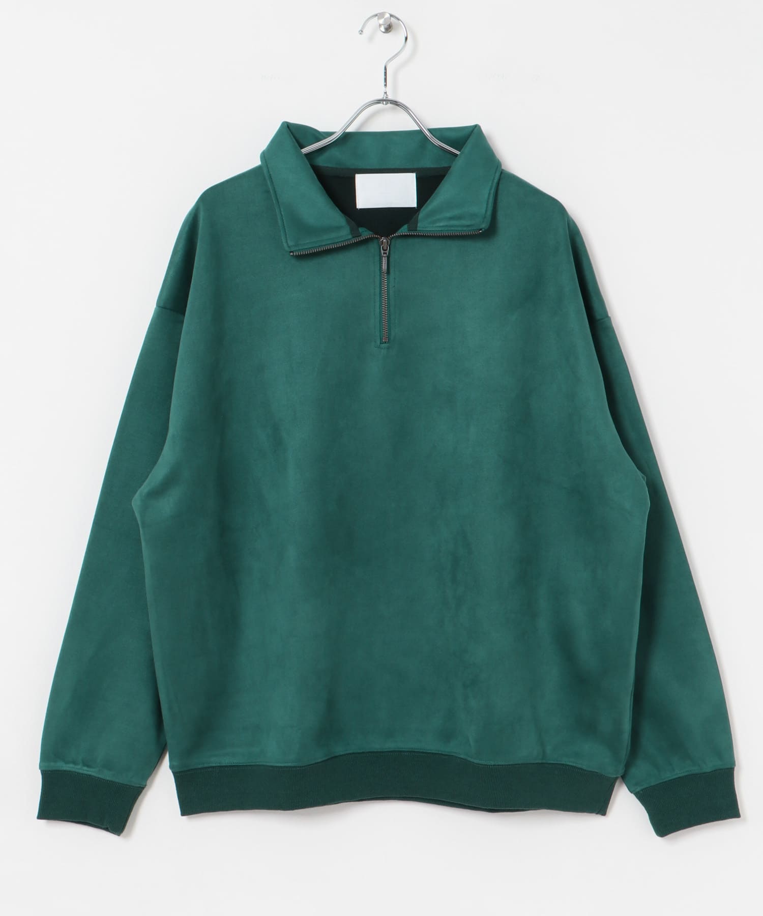 URBAN RESEARCH iD　フェイクスエードハーフZIPプルオーバー GREEN M
