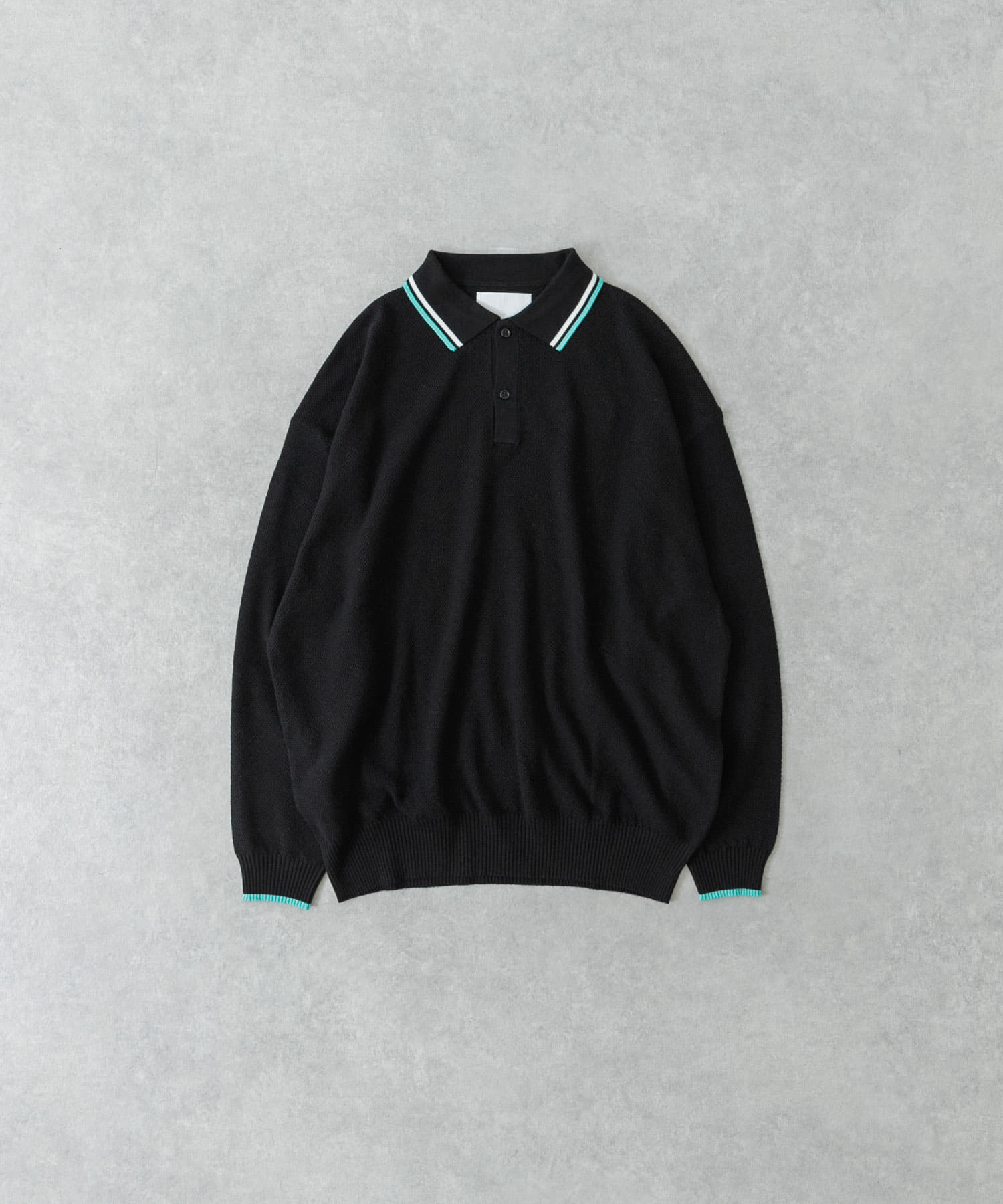 URBAN RESEARCH iD　カノコオーバーニットポロ ロングスリーブ BLACK M