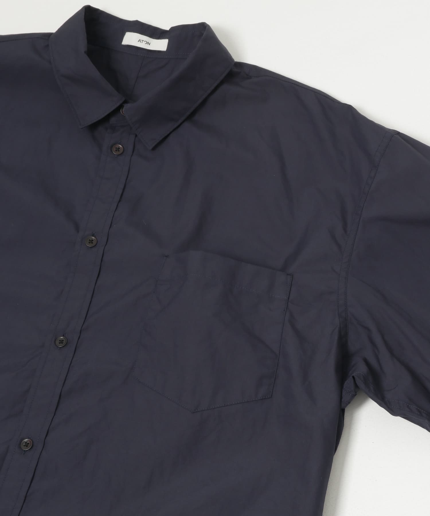 ATON　SUVIN BROAD WASHED SHIRTS NAVY 4
