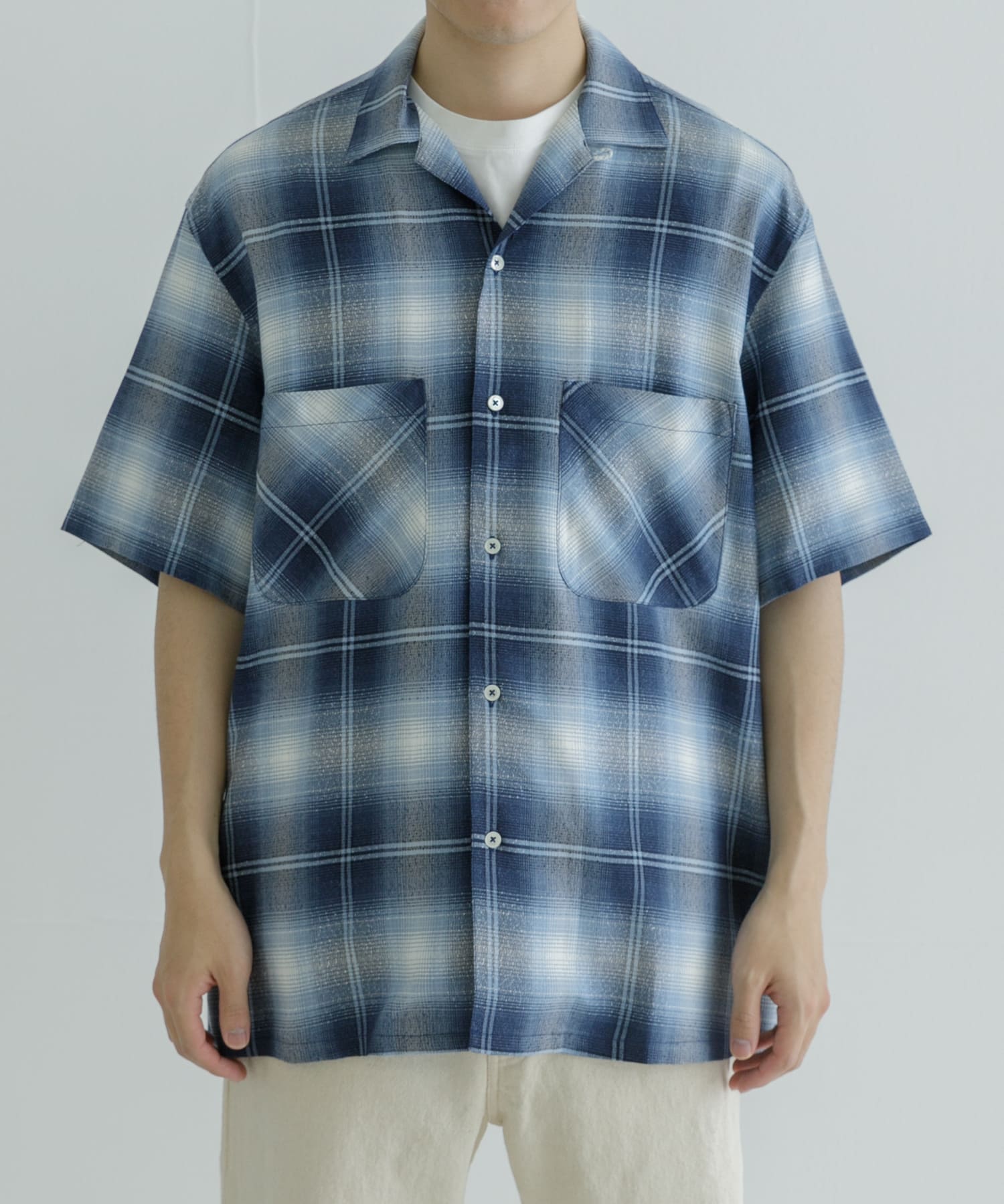 SEVEN BY SEVEN　OPEN COLLAR SHEER SHIRTS S/S