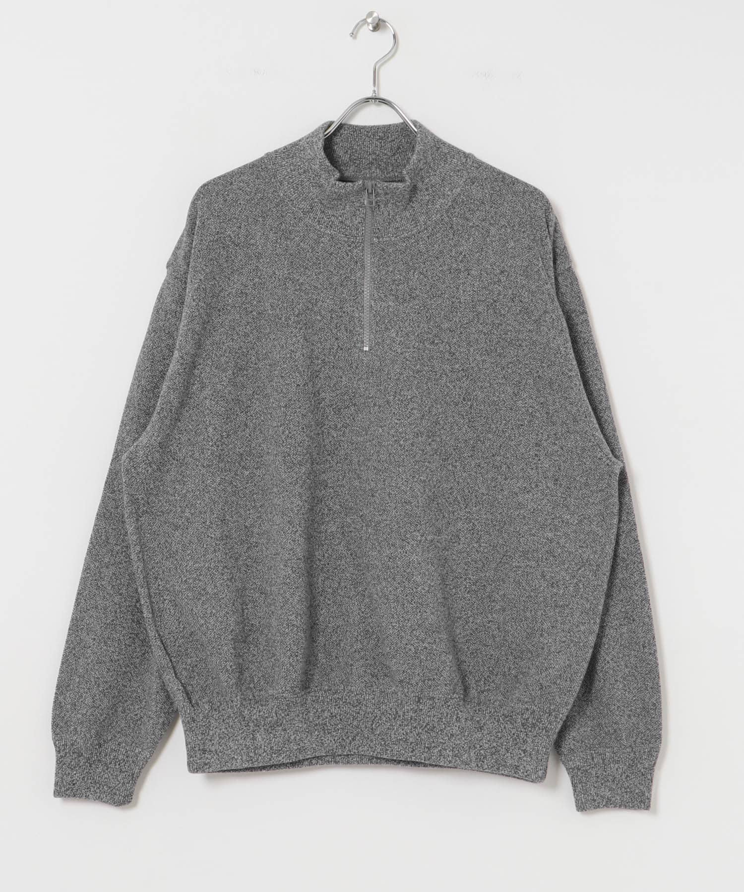 crepuscule　Moss Stitch Half Zip Pullover D.Gray 1
