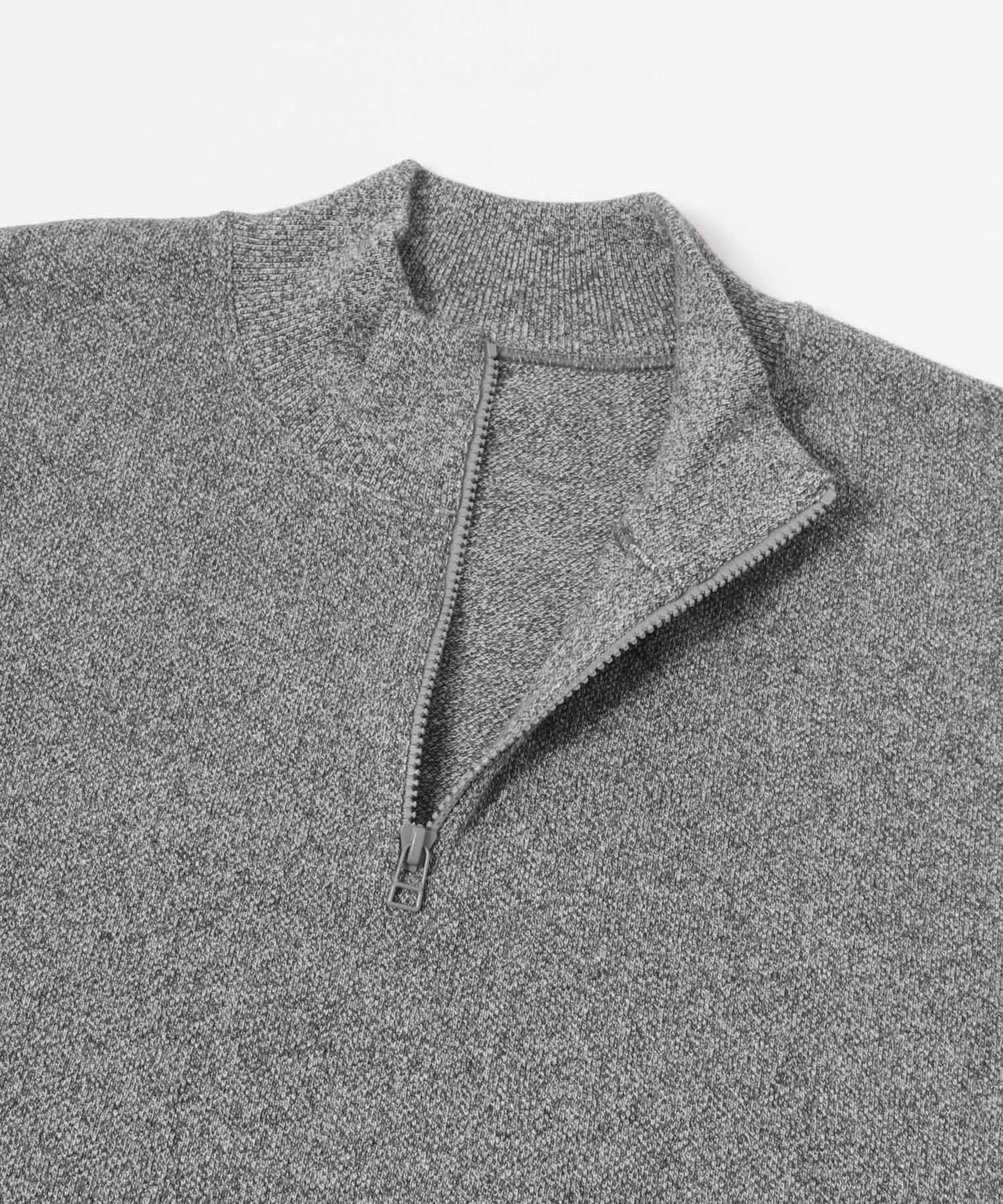crepuscule　Moss Stitch Half Zip Pullover D.Gray 1