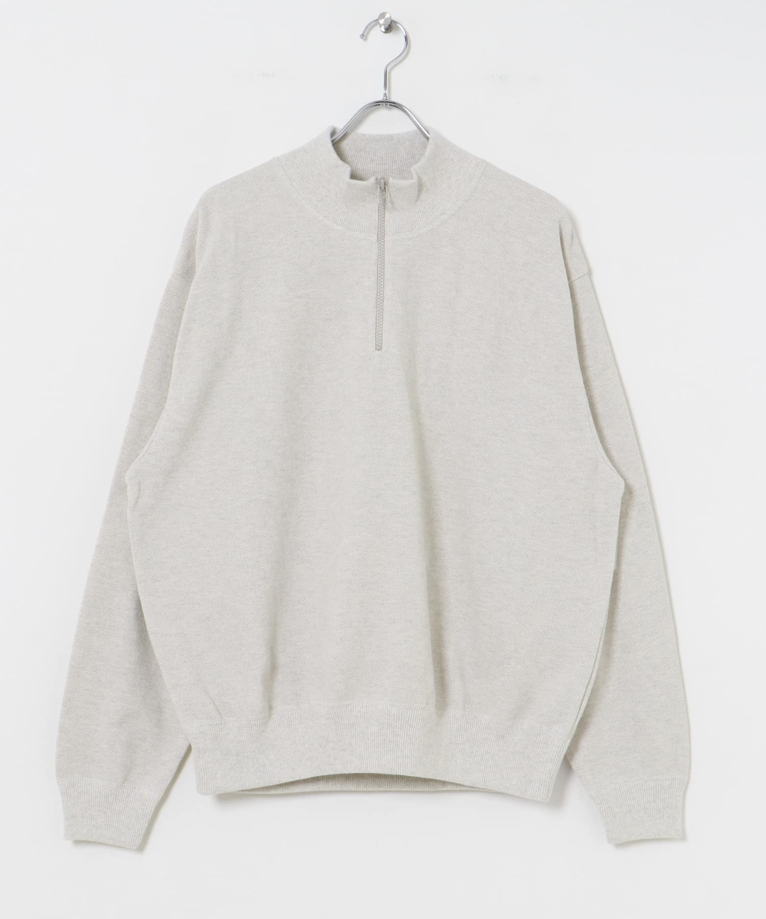 crepuscule　Moss Stitch Half Zip Pullover Oatmeal 1