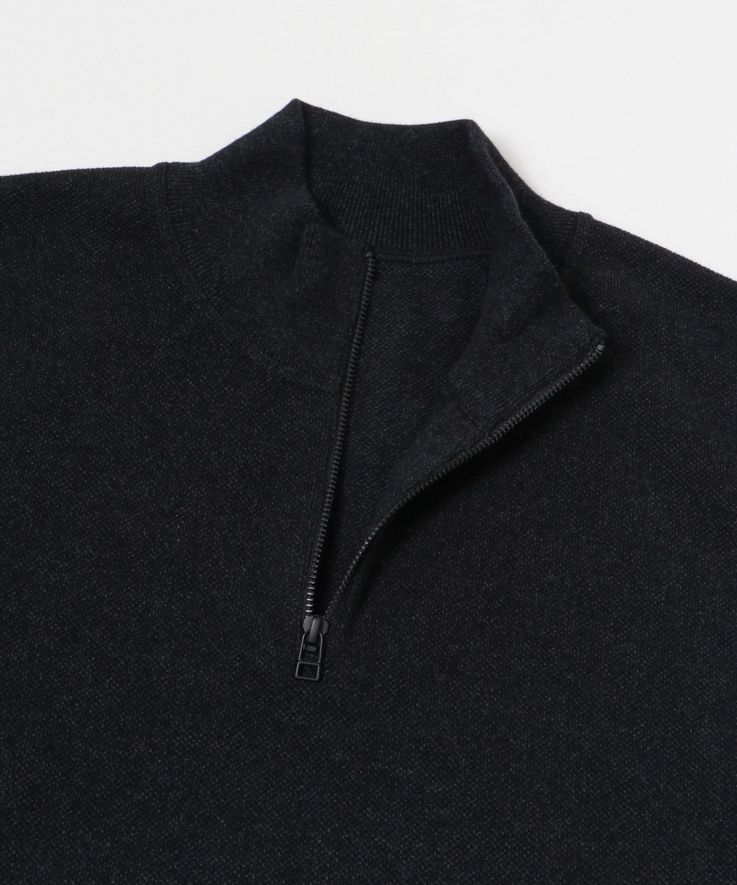 crepuscule　Moss Stitch Half Zip Pullover Black 1