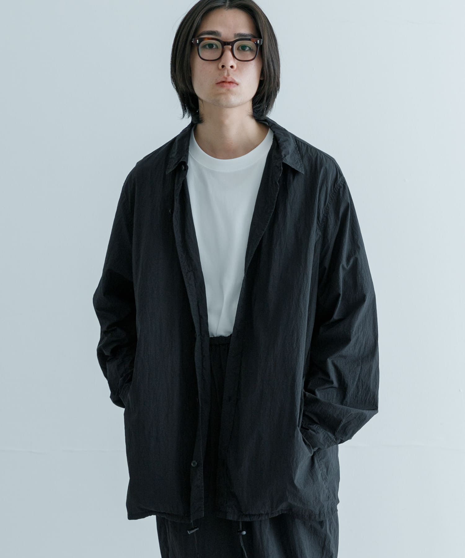 ATON HAND DYED NYLON SHIRTS JACKET(4 075 NAVY): アウター｜URBAN
