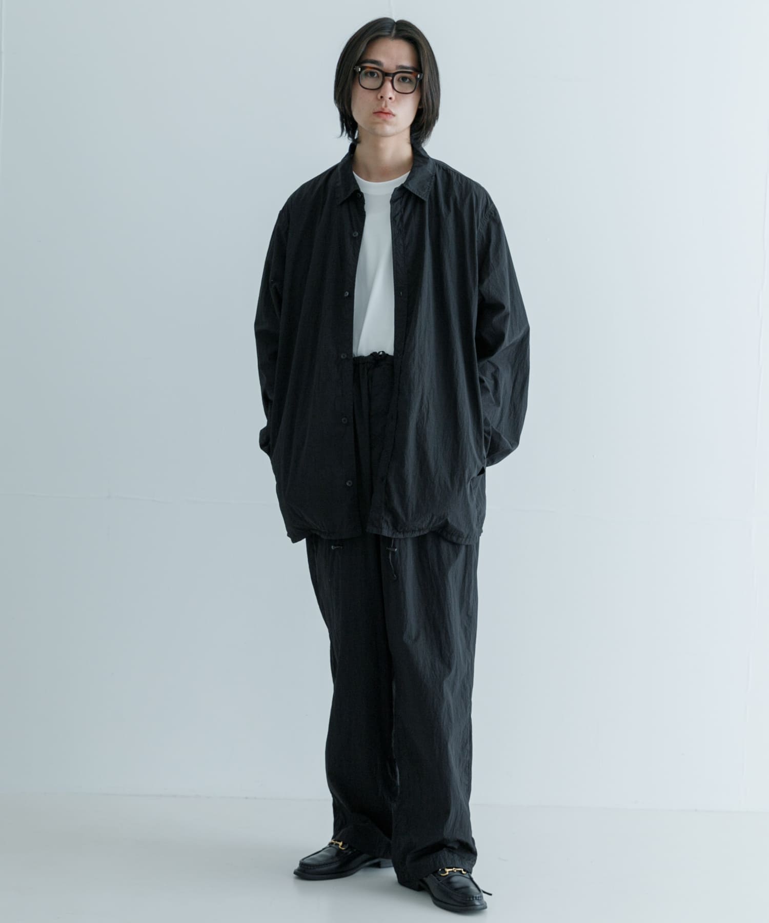 ATON HAND DYED NYLON SHIRTS JACKET(4 075 NAVY): アウター｜URBAN